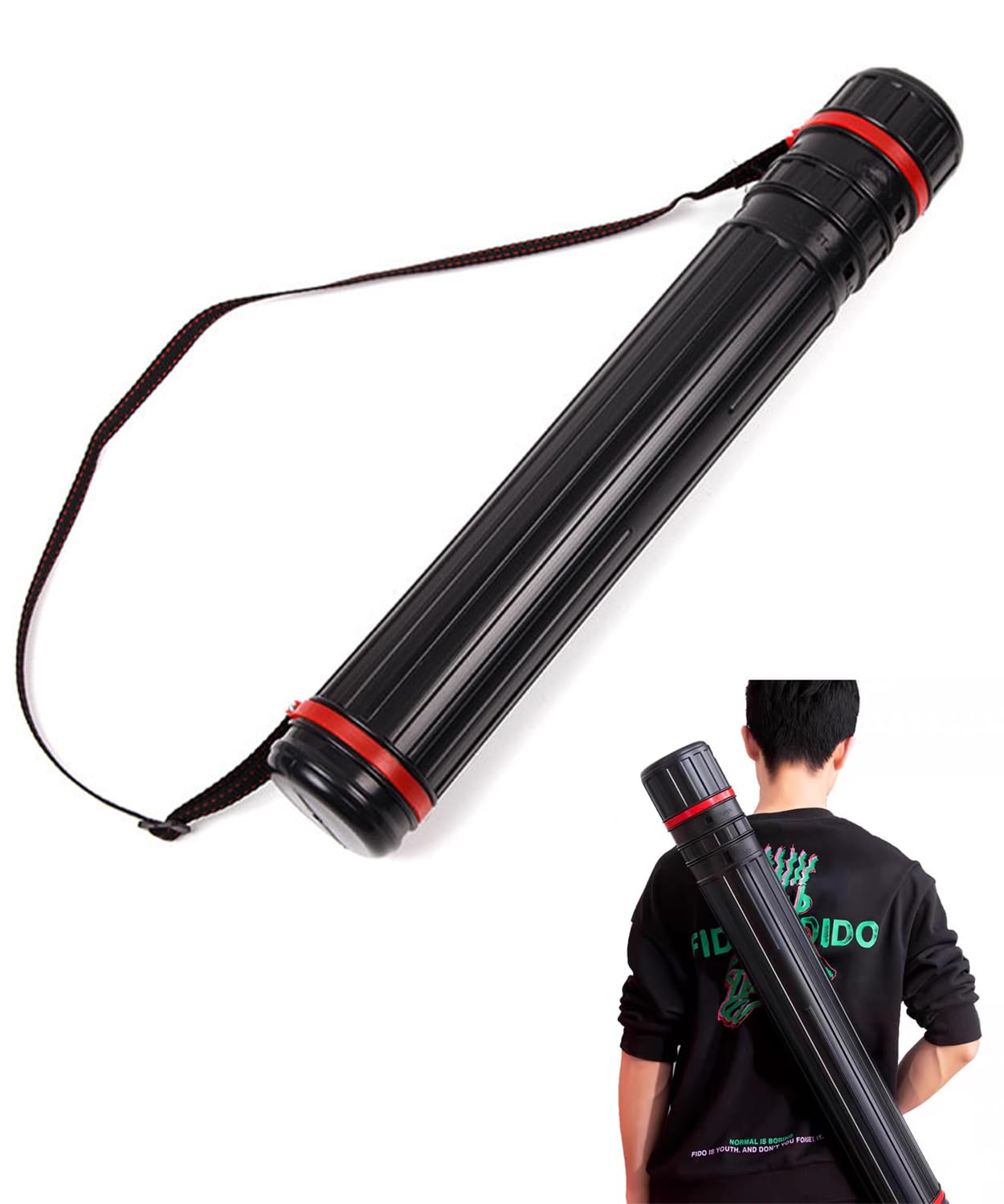 【送料無料】TerraShine ポスターケース 図面ケース 円筒 サイズ調節可能 45〜70cm 作品収納ケース 防水 防塵 ポスター 製図 図面 プレイマット 持ち運び 手提げ