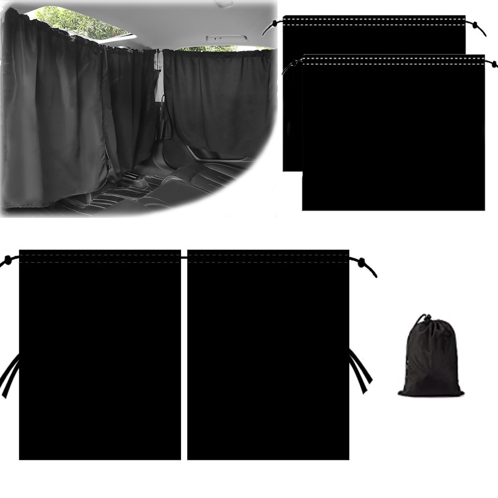 【送料無料】OptiPro 車用カーテン 車用サンシェード 車窓日よけ 仕切りカーテン 紫外線対策  ...