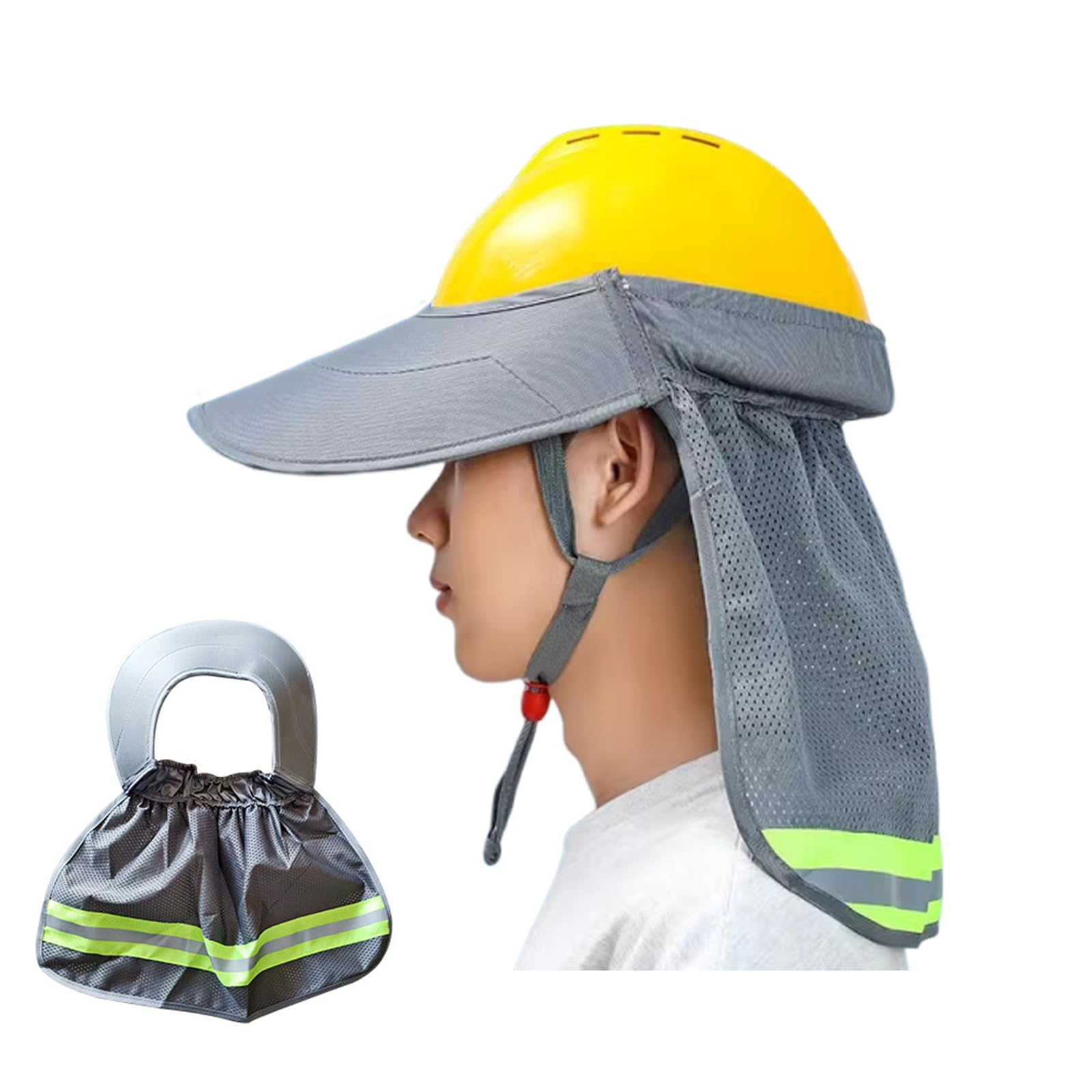 【送料無料】OptiPro ヘルメット サンシェード 取付用日よけ ヘルメットバイザー 日除け UVプロテクション ブレス 熱中症対策 安全な作業 屋外作業 建築現場 軽涼遮熱帽子 (グレー)