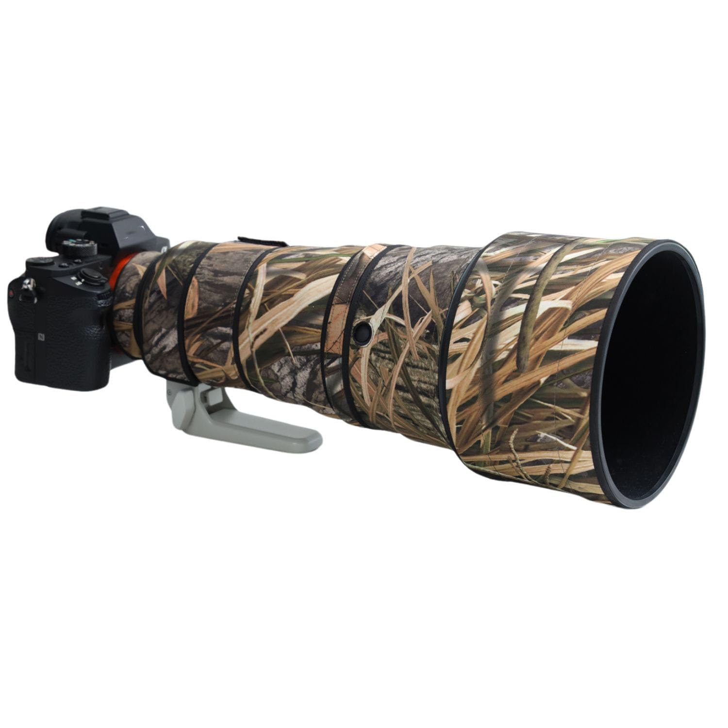 商品情報商品の説明主な仕様 取付・取り外しが簡単：スリーブ式で素早く装着・脱着。ボタンやダイヤルにスムーズにアクセスでき、操作性や撮影効率を損ないません。迷彩カラーで高い隠蔽性：野外でレンズの輪郭を崩し、被写体の警戒心を軽減。防水ラバーキャップxカモフラ柄でブラインド効果をさらに強化。全面保護＆タイトフィット：砂・ホコリ・水滴・衝撃・擦り傷からしっかりガード。タイトな設計でズレを抑え、装着後は一体感のある快適な操作感。二層構造で防水・防汚：表面：防水オックスフォード／ツイル生地。内側：滑り止めPU＋ソフト起毛ライニング。クッション性と防水性を両立。安全素材でニオイなし、安心して使用可能。軽量設計＆ご使用上の注意：軽くて持ち運びラク。しっかり密着させるため装着時はややタイトですが、取付後は安定フィット。分割構造のため、長時間の雨天撮影時は一体型レインカバーの併用を推奨します。