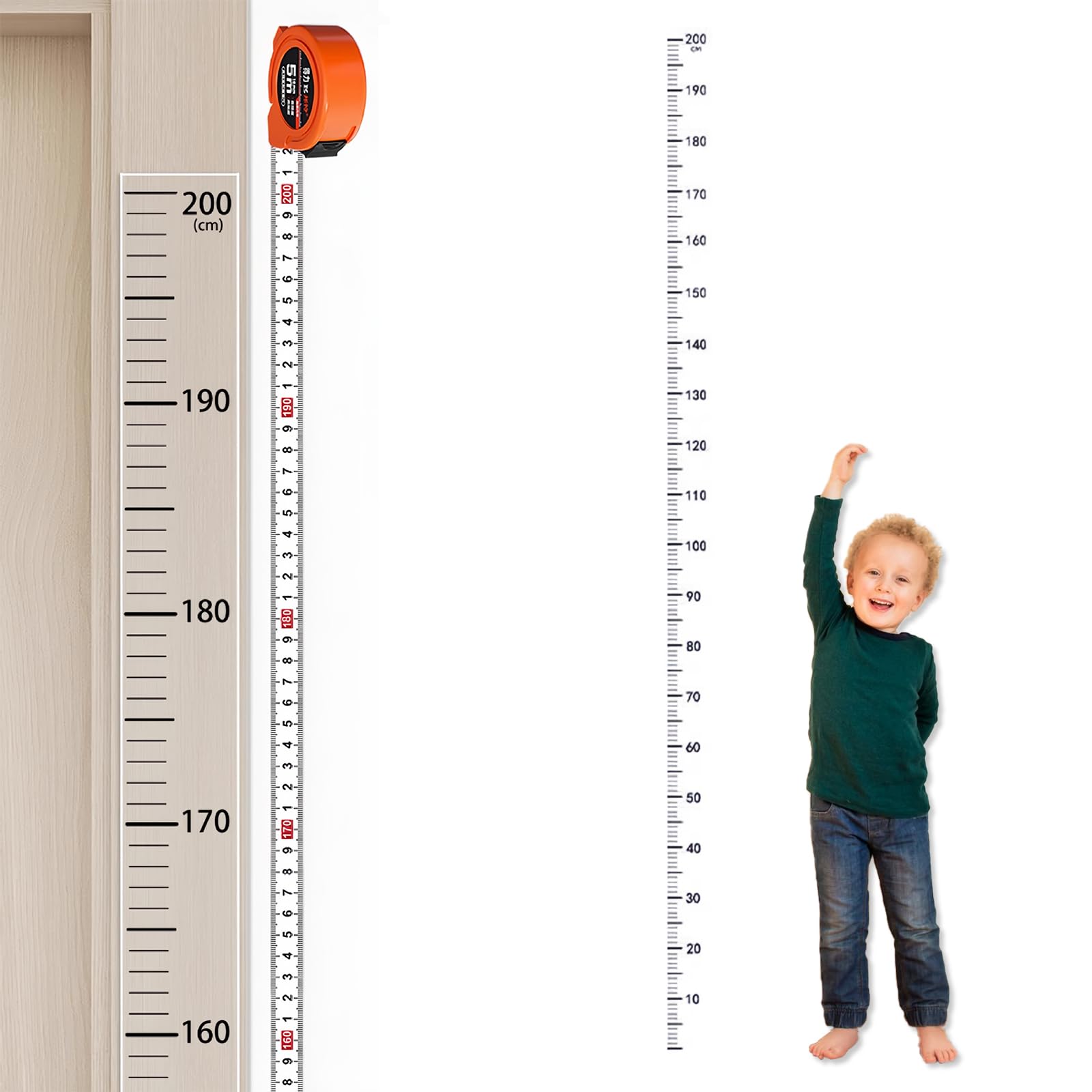 【送料無料】Deiboun 身長計 ウォールステッカー 測定範囲0-200cm 身長測定 ウォールデコレーション 取り付け簡単 壁を傷つけない 子供の成長記録に 透明 防水 汚れに強い 子供大人用 (透明)