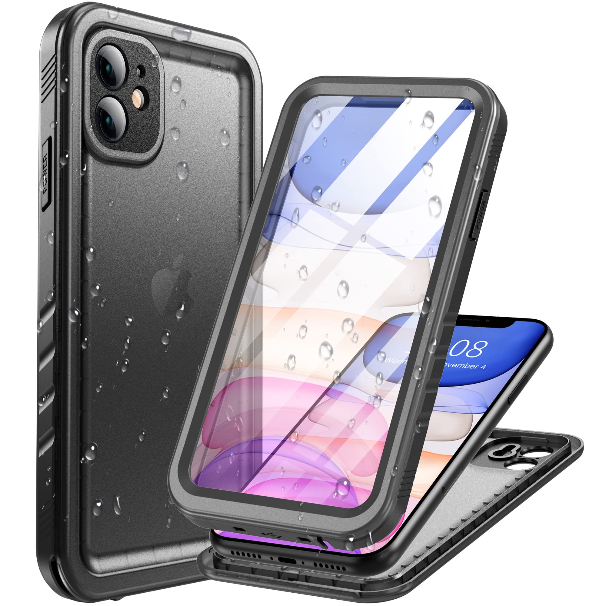 【送料無料】Cozycase iPhone 11 用 ケース - iPhone 11 用 防水ケース - 完全防水 防塵 2m 耐衝撃 360度 全面 両面 軽量 米軍 カメラ保護 ストラップ付き 海 お風呂 水中撮影 洗濯可能 iPhone11 用 ケース - 頑丈 最強 人気 アイホン11 用 ケース - おしゃれ 可愛い 半