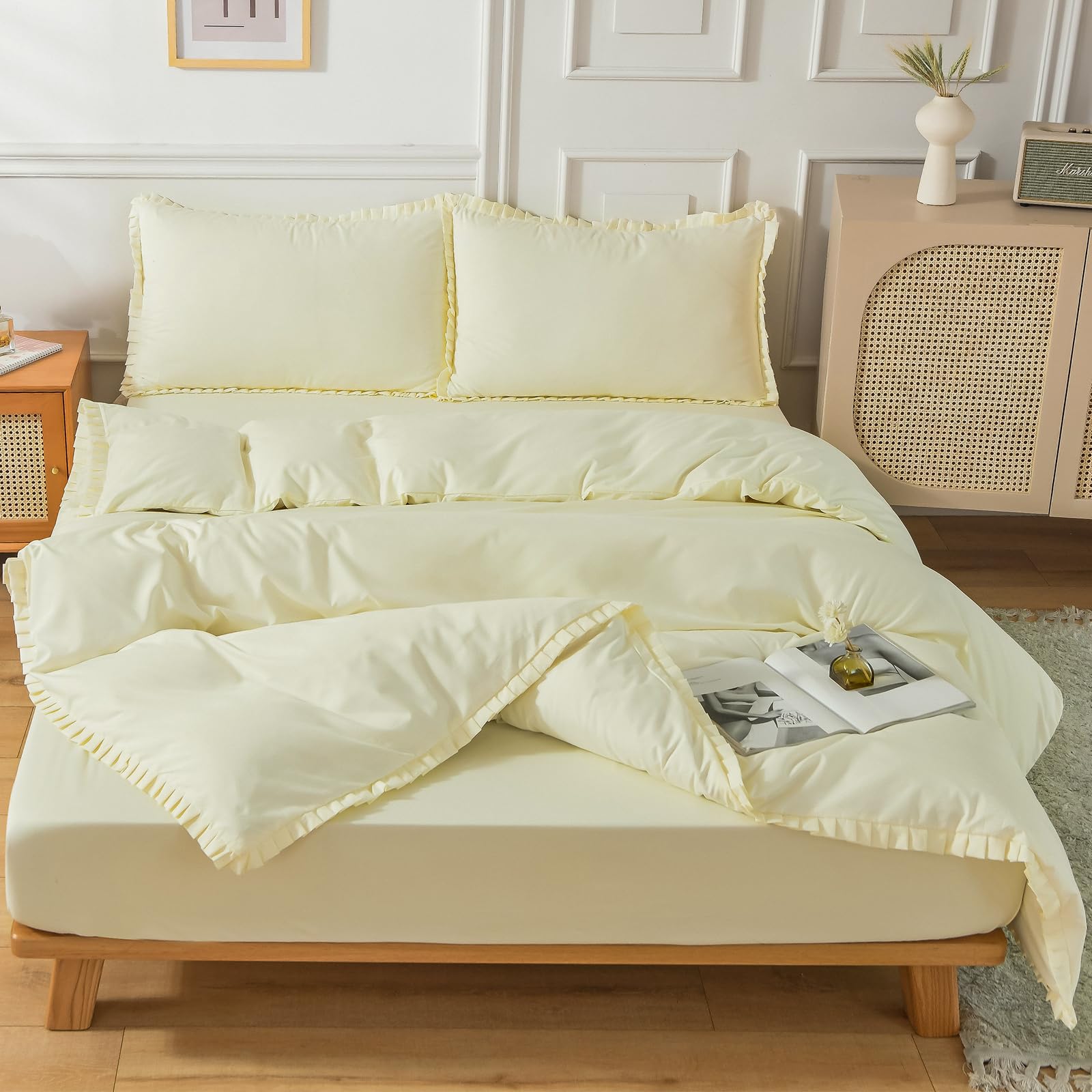 【送料無料】HOSUR 掛け布団カバー シングル しっとり柔らか フリル付き 掛布団カバー ベッドカバー 洋..