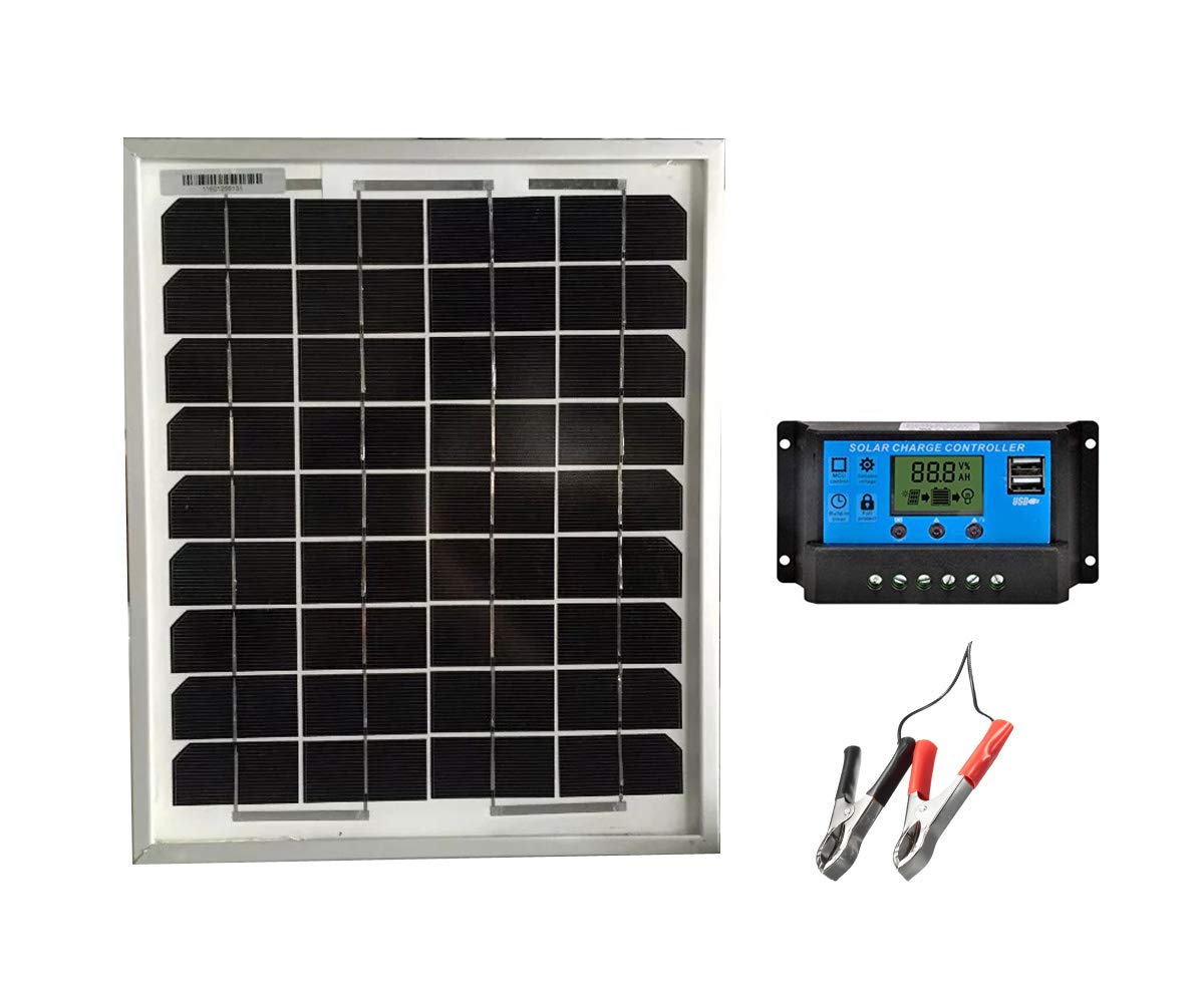 【送料無料】SAYA 12vバッテリーへ充電用 10W ソーラーパネル1枚 10A 12v/24v コントローラーつき