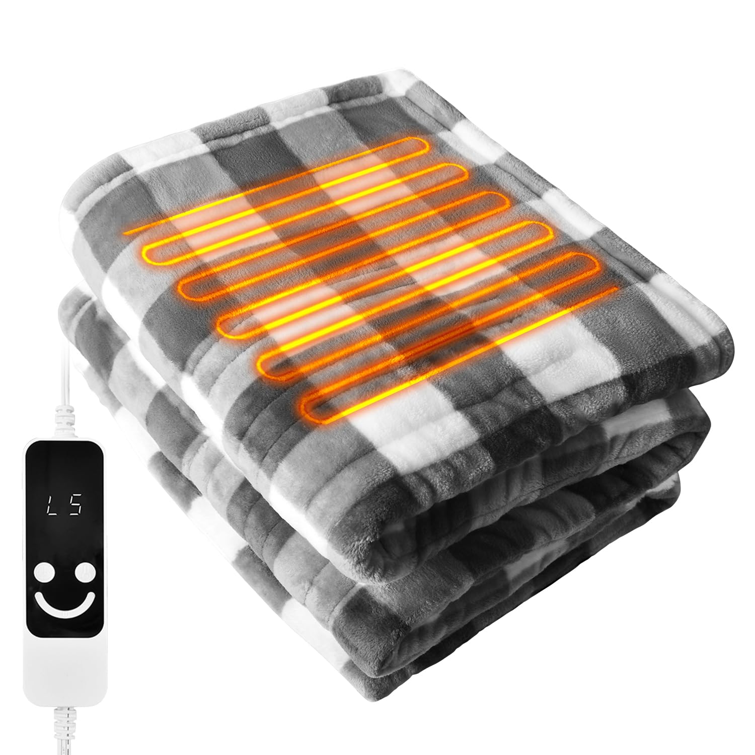 【送料無料】電気毛布 掛け 敷き 190×130cm 大きいサイズ チェック毛布 電気ひざ掛け 速暖 厚手生地 毛..