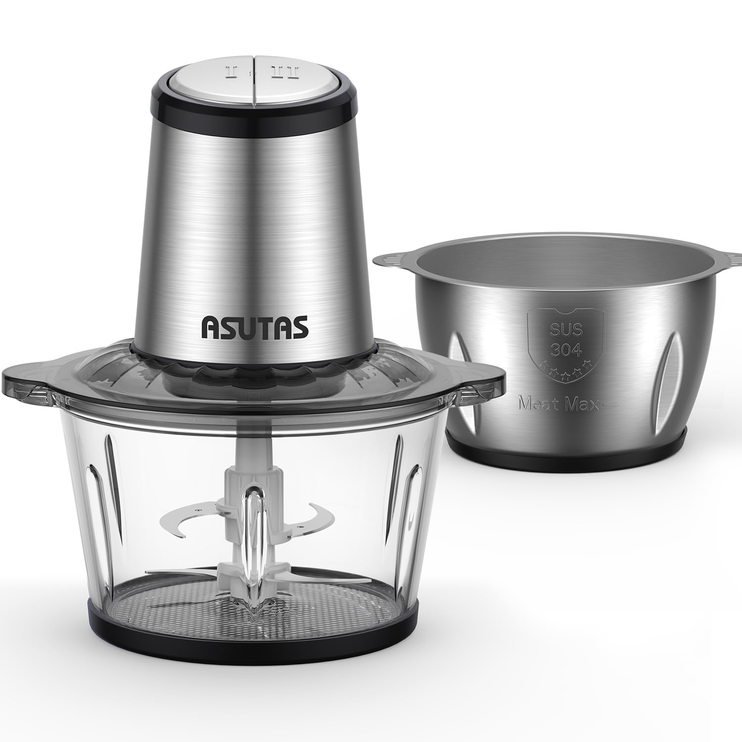 【送料無料】ASUTAS フードプロセッサー 2L大容量 【2ボウル】 1台5役 (刻む・混ぜる・潰 ...