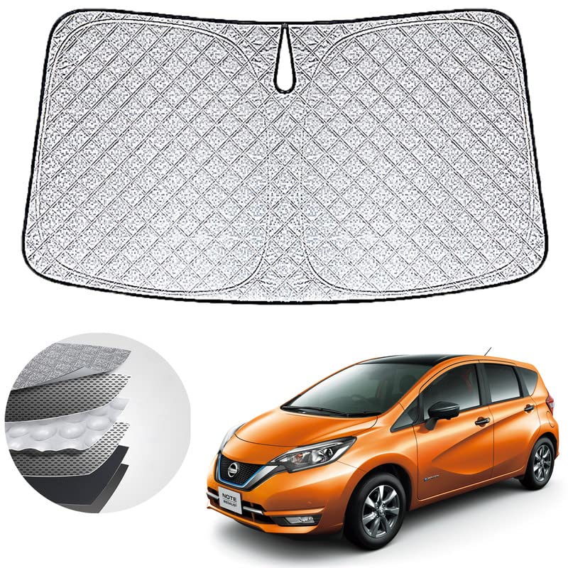 【送料無料】WAIROGA ニッサン ノート 専用フロントサンシェード Note E12 車用サンシェードフロントガラス 日よけ 六層構造 車種専用設計 UVカット 日焼け防止 劣化防止 収納バッグで 簡単に取り付け 吸盤なし メーカー直営 （2012年9月~現行 ）