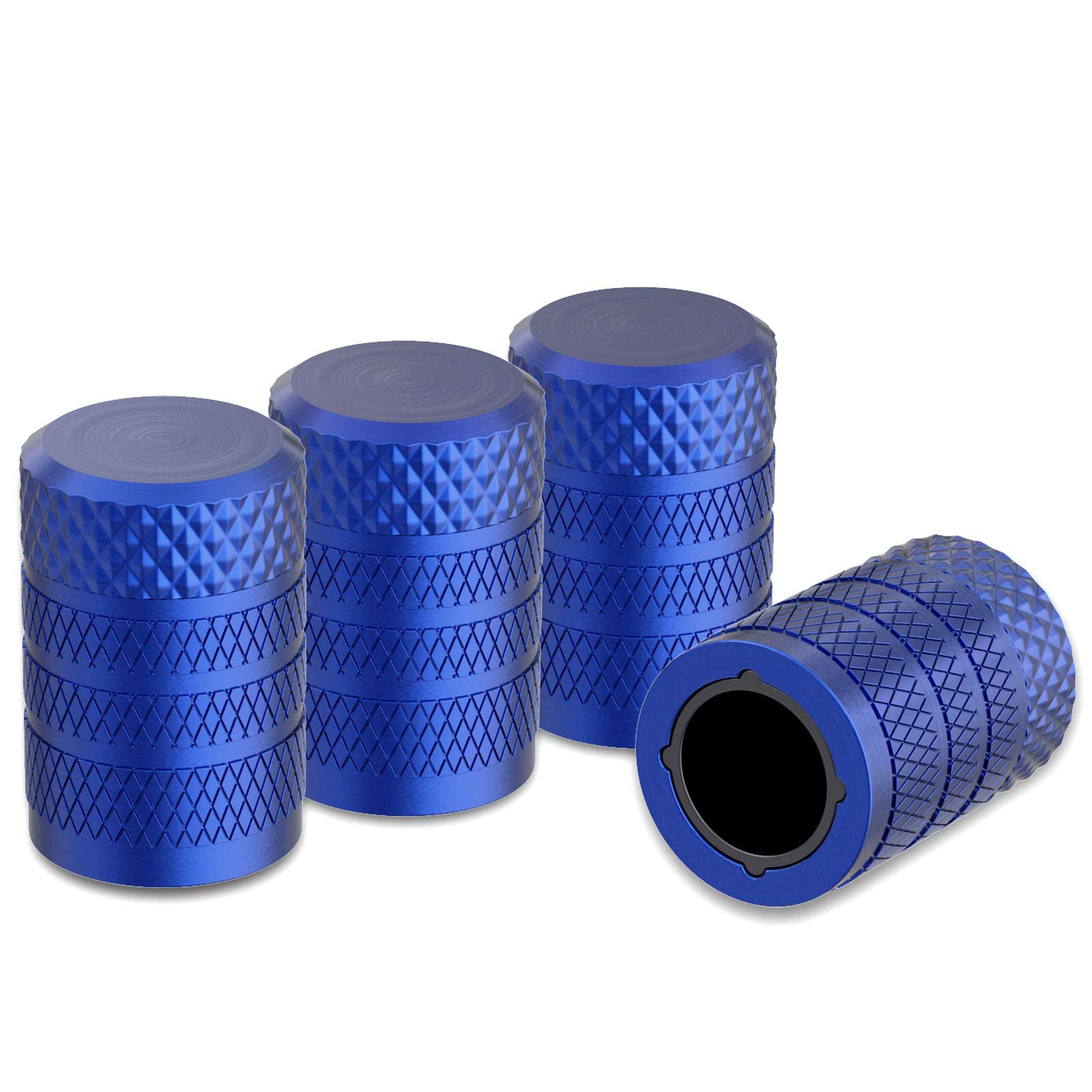 【送料無料】CK Auto タイヤエアバルブ キャップ ブルー 4個セット 車バイク ドレスアップパ ...