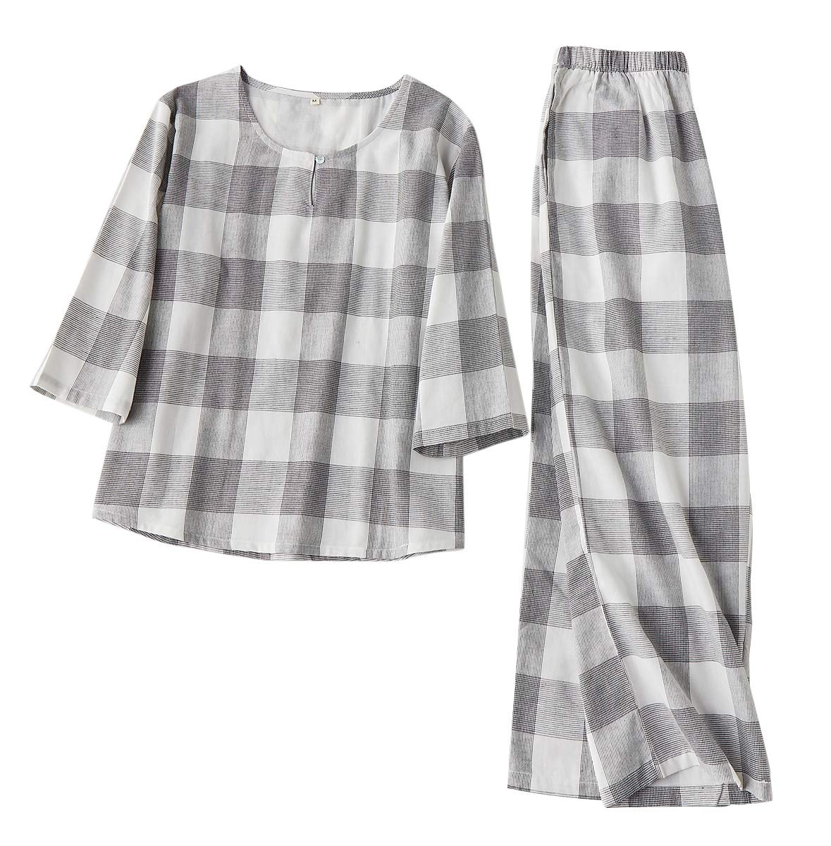 【送料無料】[Euyqs] 綿 ルームウェア レディースパジャマ (JP, アルファベット, XL, グレー)