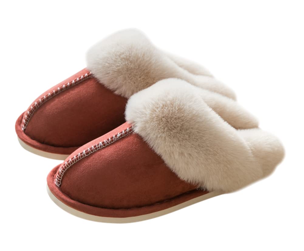 【送料無料】[Euyqs] 冬用 暖かい もこもこ スリッパ 滑り止め 室内 履き来客用 (ブリックレッド, meas..