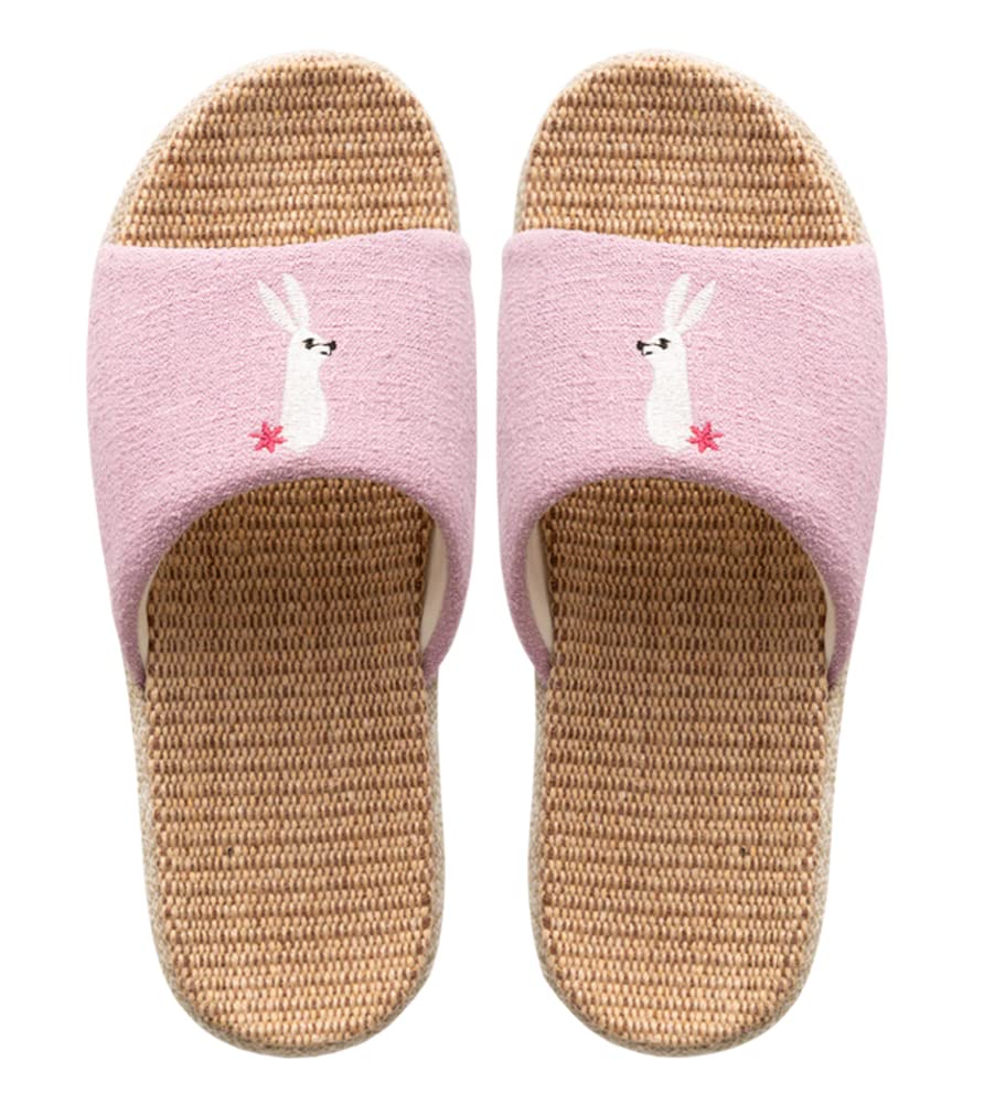 【送料無料】[Euyqs] 夏春スリッパ 親子スリッパ 子供 アニマル柄の室内用リネンスリッパ (ピンク, 大人, 20.5 cm, 長さ・寸法・重量（範囲）, 日本の靴のサイズ寸法, 21.0 cm)