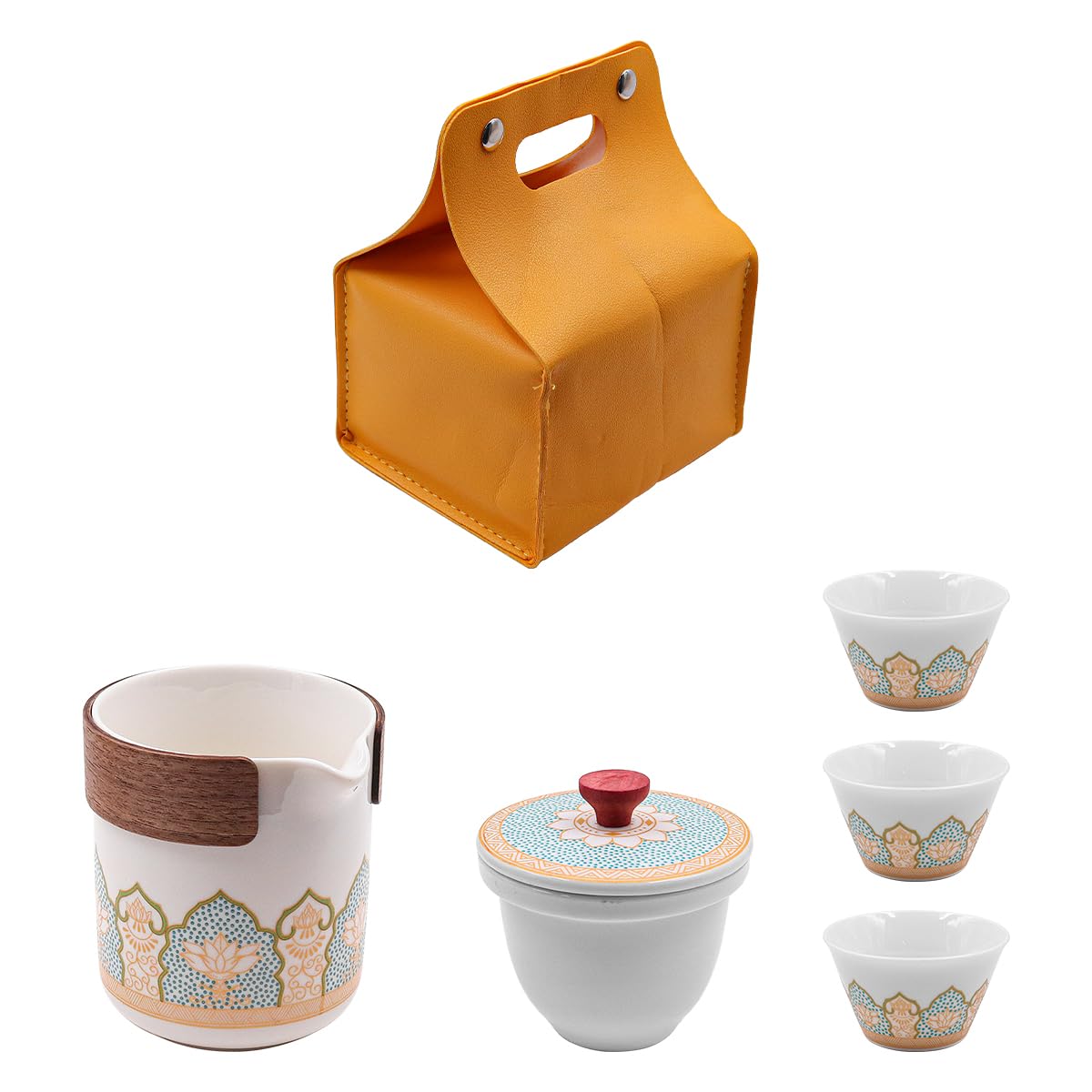 【送料無料】NUZAMAS ポータブルトラベルティーセット クイックオフカップ 1 ポット 3 カップ セラミック トラベル カンフー ティーセット アウトドア キャンプ ホーム オフィス ギフト用