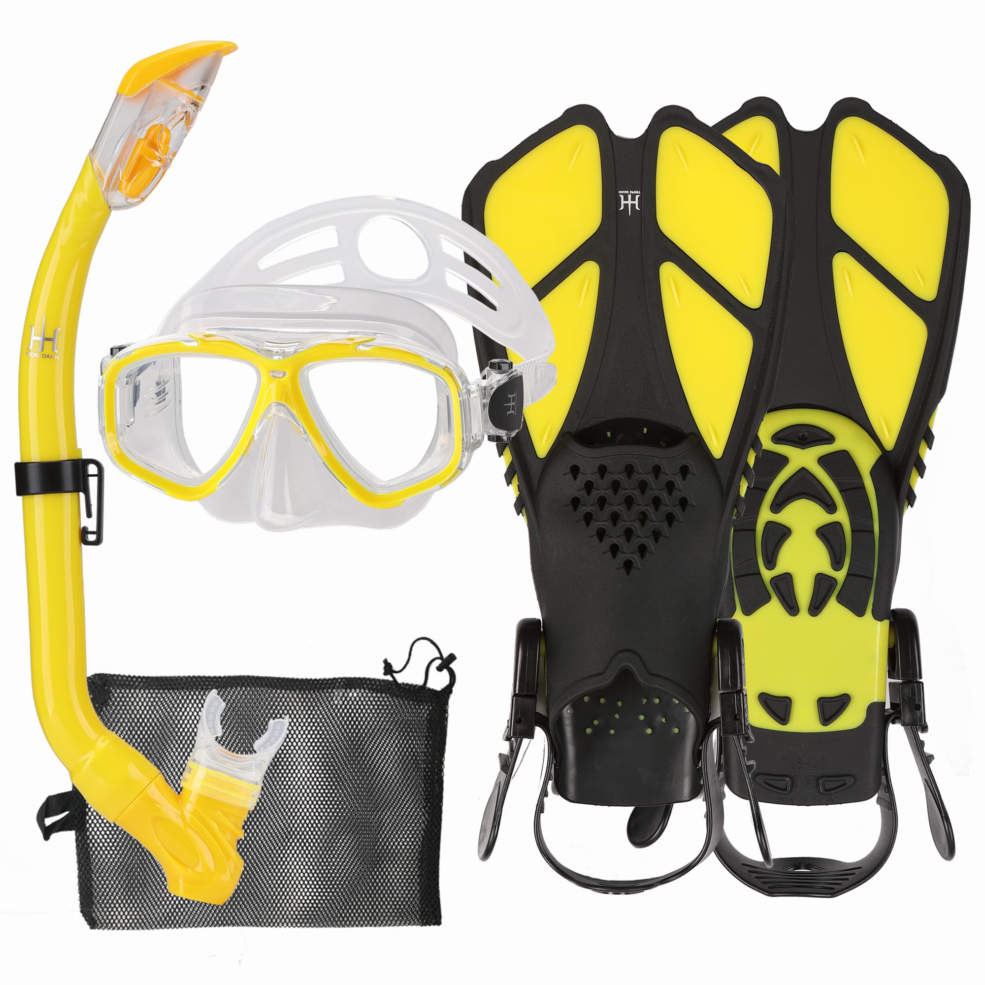 【送料無料】HH HHAO SPORT シュノーケルセット 子供用 シュノーケリングセット マスク フィン ドライシュノーケル 3点セット スノーケリング キッズ 水中メガネ ゴーグル 足ヒレ スノーケル 4-14歳