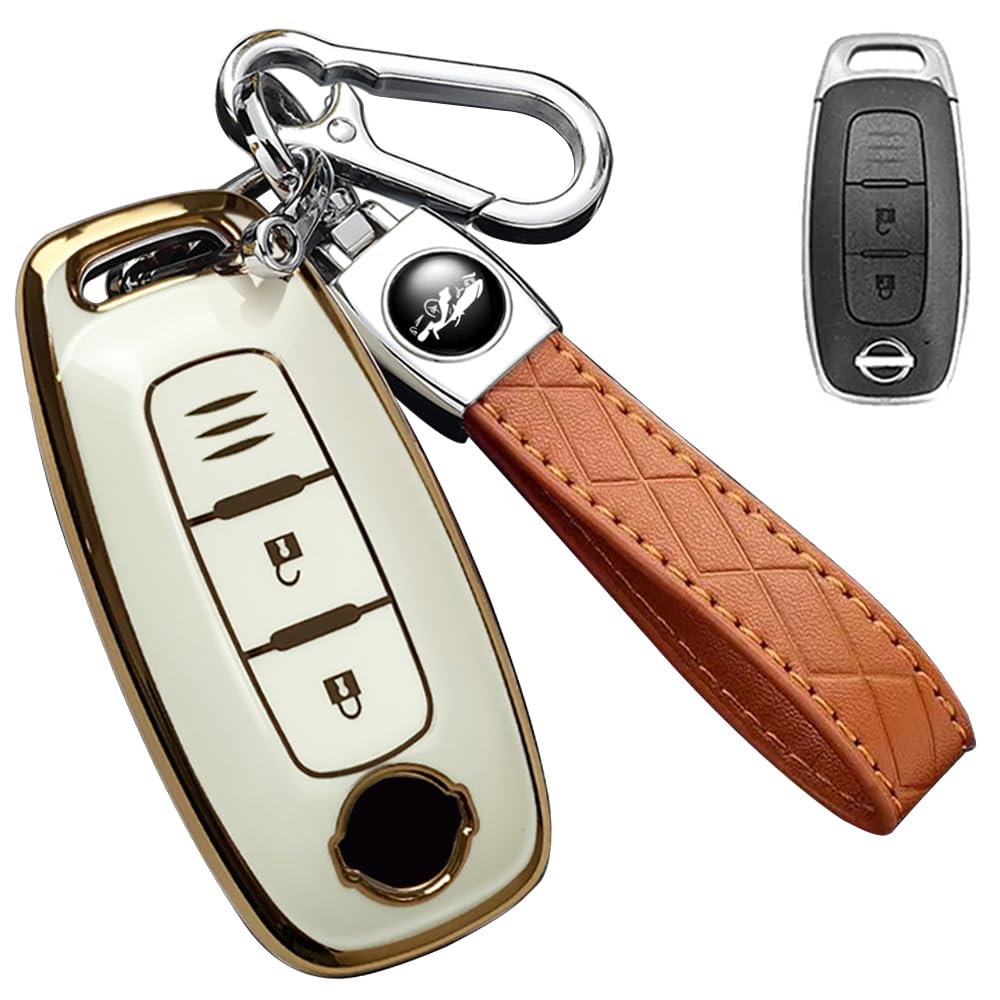 【送料無料】[yoshinari] 日産 専用 NISSAN 専用 アリア サクラ エクストレイル T33系 セレナ ルークス キーケース キーホルダー (キーホルダーセット、2ボタンブホワイト)