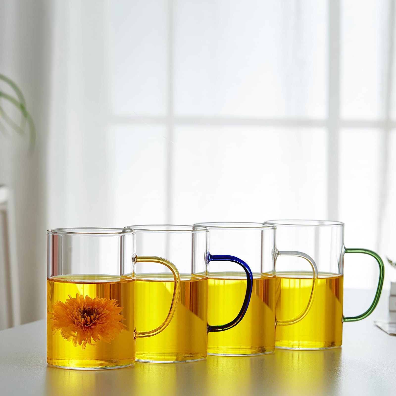 【送料無料】ポカロティー 耐熱ガラスコップ 取っ手付き4客セット 耐熱グラスセット コーヒーカップ  ...