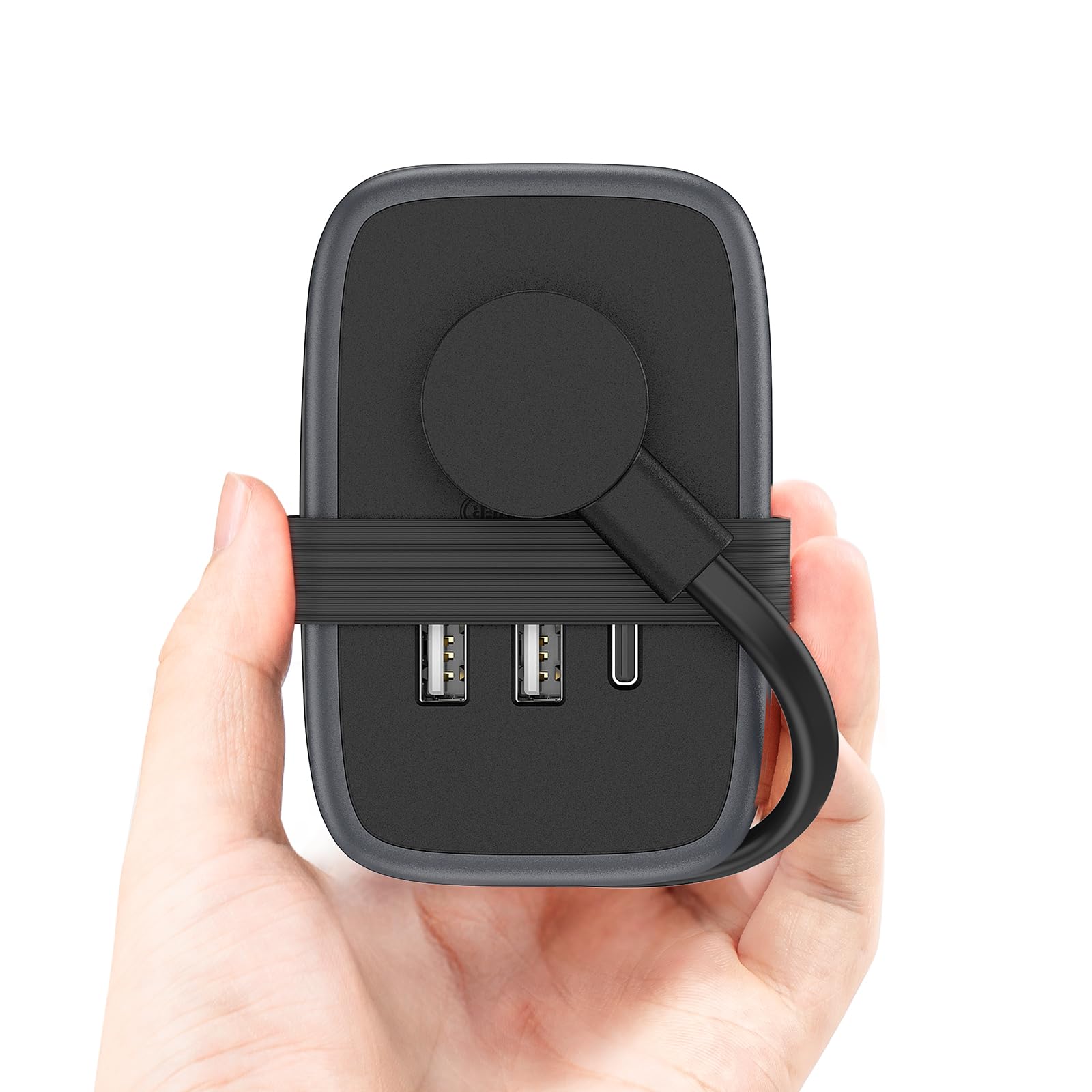 【送料無料】NTONPOWER 延長コード 1m 電源タップ 薄型プラグ 旅行 コンパクト 2個AC差込口 2個USB-Aポート 1個USB-Cポート 軽量 小型 巻き取り式 海外対応 出張/入院/喫茶店/新幹線用 ブラック