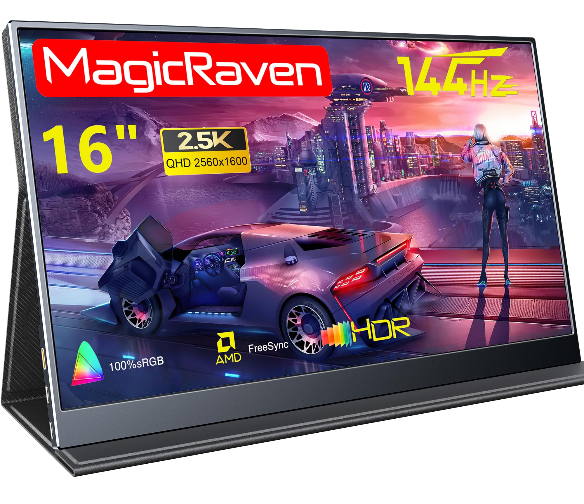 【送料無料】MAGICRAVEN/KEEPTIME モバイルモニター 2.5K 144Hz 16インチ ポータブルディスプレイ IPSパネル 16:10 QHD (2560×1600) 100%sRGB 300cd/m輝度 高速応答 超薄型・軽量 Type-C/mini HDMI接続 PS4/XBOX/Switch/PC/Mac対応
