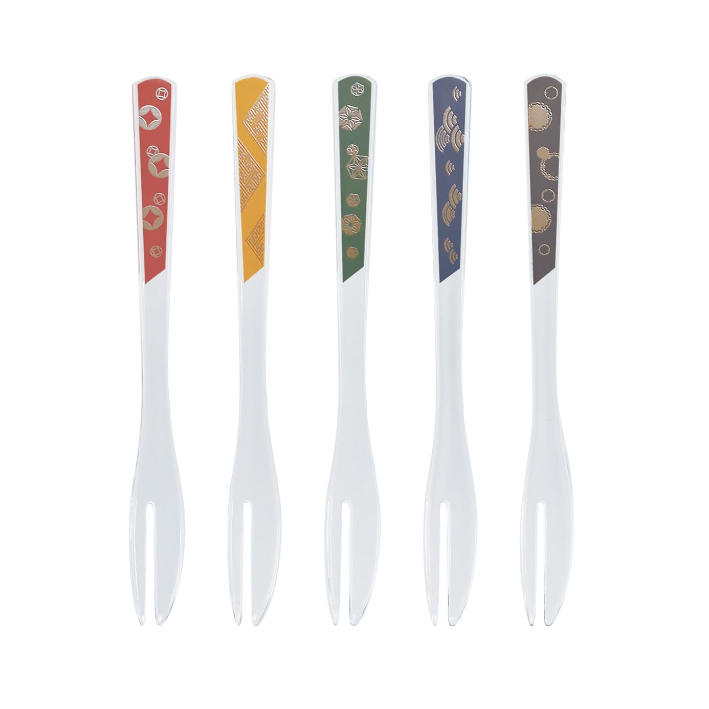 【送料無料】ダイワ(DAIWA) 台和 フォーク プラスチック 会津塗り 透明 5本組 5カラー×各1本 ケーキフォーク 吉祥文様をモダンにアレンジ ギフト プ...