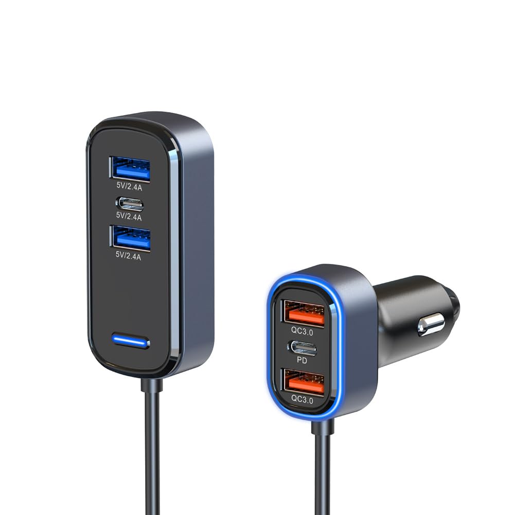 【送料無料】DURASIKO 車用シガーソケット 車載充電器 LED絞り付き 青色LEDライト PD20W&QC3.0急速充電..