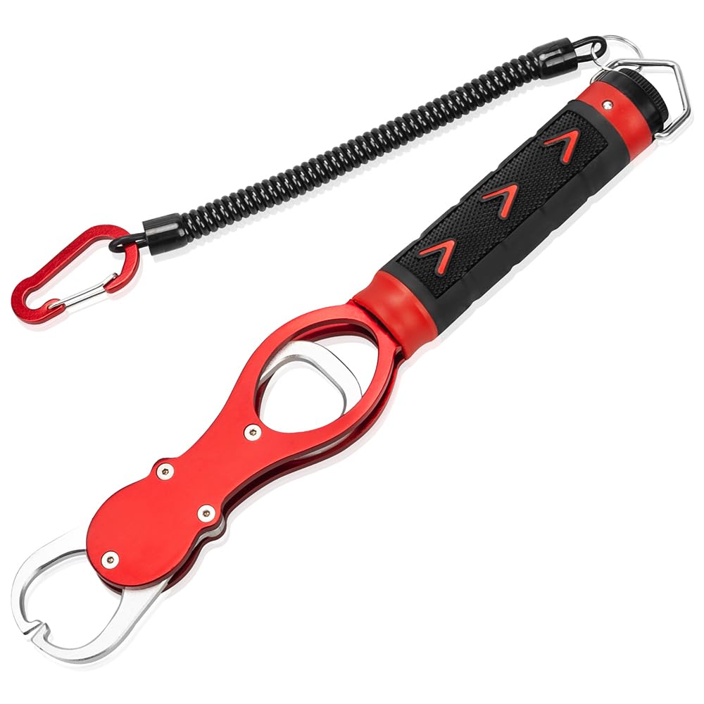 【送料無料】SINTYAN フィッシュグリップ 魚掴み器 計量機能付き 最大荷重30kg 360度水平回転式握り 滑..