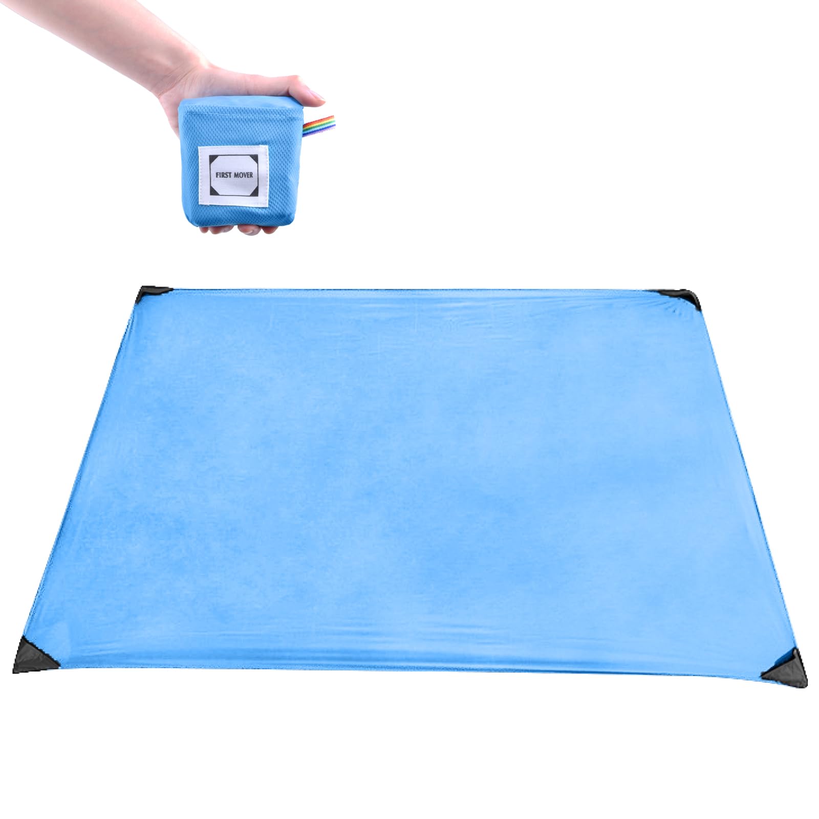 【送料無料】TRIWONDER レジャーシート コンパクト 軽量 グランドシート ピクニック キャンプ 桜見 ビーチマット テント タープ 防水 ミニ アウトドア ポケット ブランケット 収納バッグ付き (200x210 CM, A - ブルー)