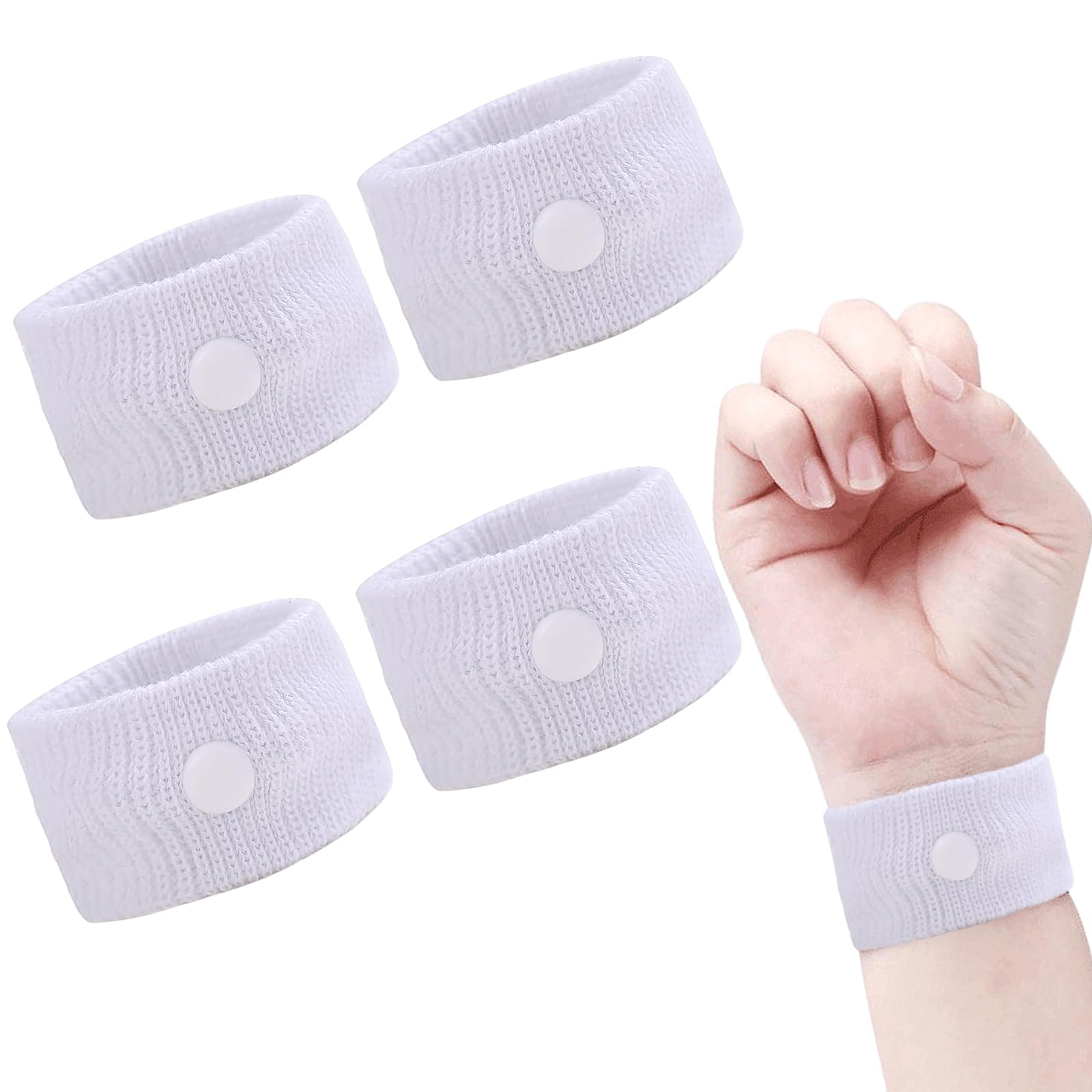 【送料無料】LIANHATA リストバンド 薄手 4本セット 左右兼用 手バンド 伸縮性 通気性 蒸れにくい 大人も子供も兼用 軽量 (ホワイト)