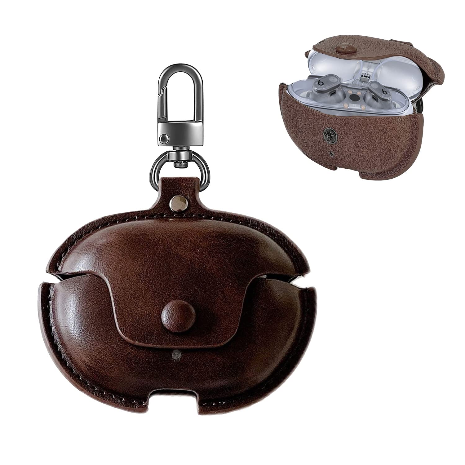 【送料無料】【2023 NEW】For Beats Studio Buds+ 用 ケース カバー 【NOUKAJU】Studio Buds+ ワイヤレス イヤーホン 保護ケース 落下防止 キズ防止 耐衝撃 装着充電可能 防塵 カラビナ付き (茶色)