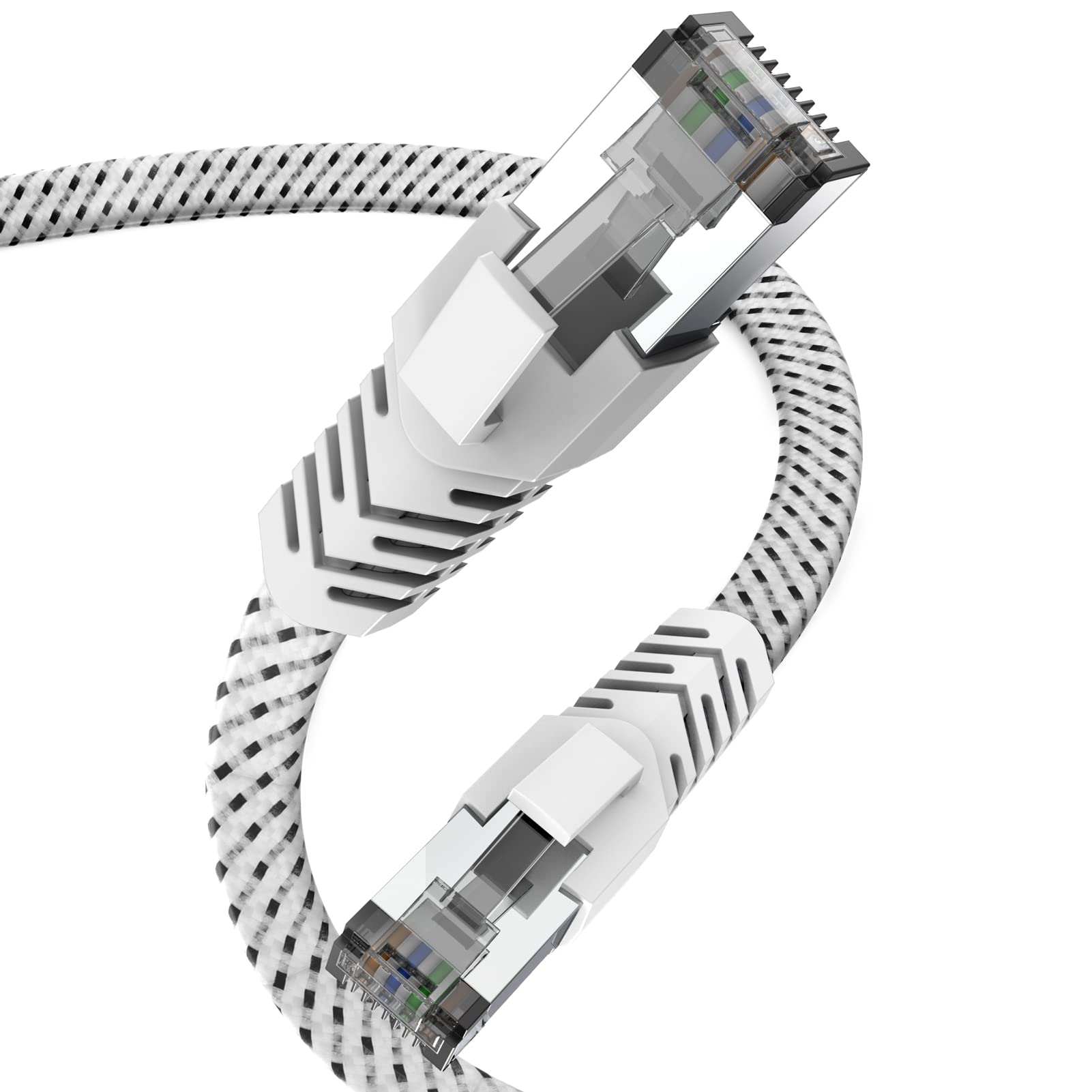 【送料無料】LANケーブル CAT8 1m メッシュ フラット カテゴリー8 ランケーブル Ankuly 超光速40Gbps/2000MHz FTP CAT8準拠 イーサネットケーブル 爪折れ防止 シールド サーバー 企業様向け 業務(1m ホワイト)