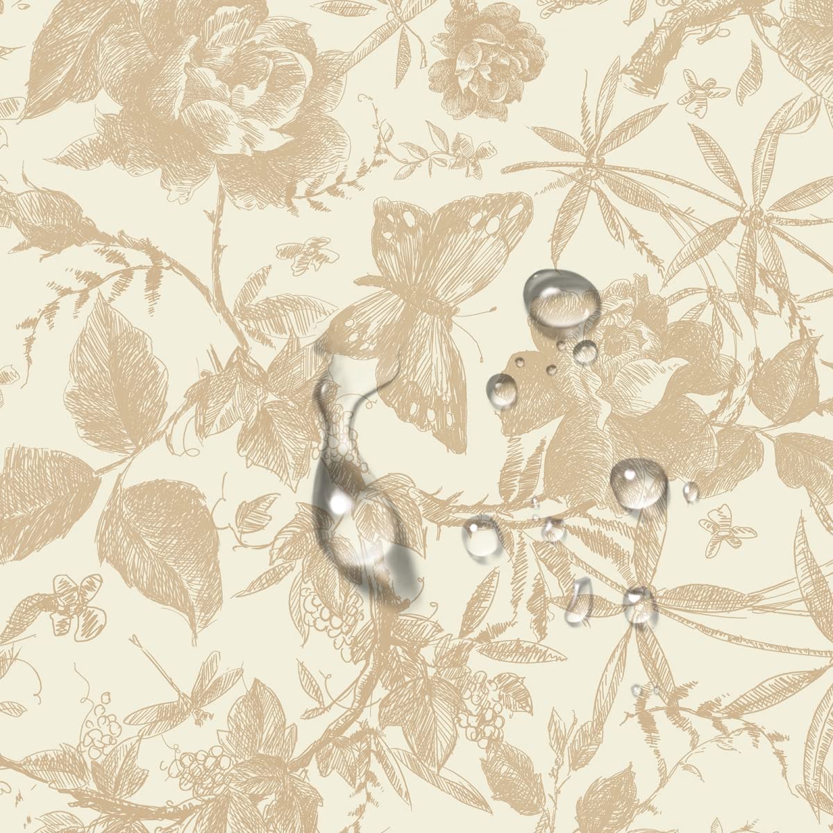 【送料無料】Juangfia 壁紙シール 草木柄 剥がせる 壁紙 防水 リメイクシート キッチン 壁紙シート カッティングシート リフォームシート DIY ウォール ステッカー 5m シャンパン