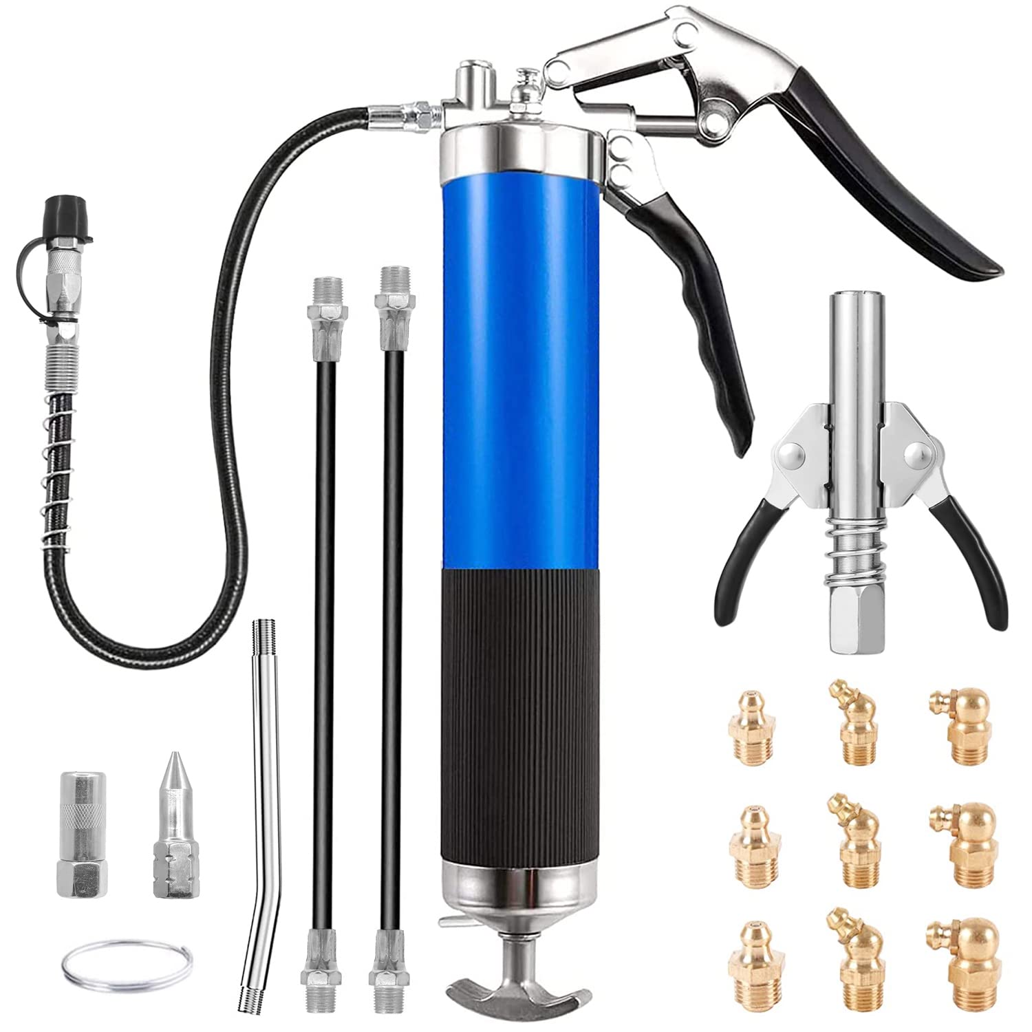 【送料無料】KIMLONTON高圧グリースガン 7000 PSI 400cc大容量 片手式グリスガン ...