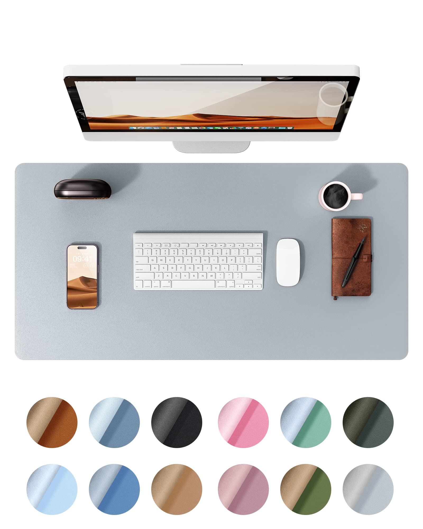 【送料無料】YSAGi デスクマット レザー デスクパッド 大型マウスパッド ノンスリップ PUレザー デスクブロッター ラップトップデスクパッド オフィス・家庭用防水 デスクライティングパッド (灰色, 80*40cm)