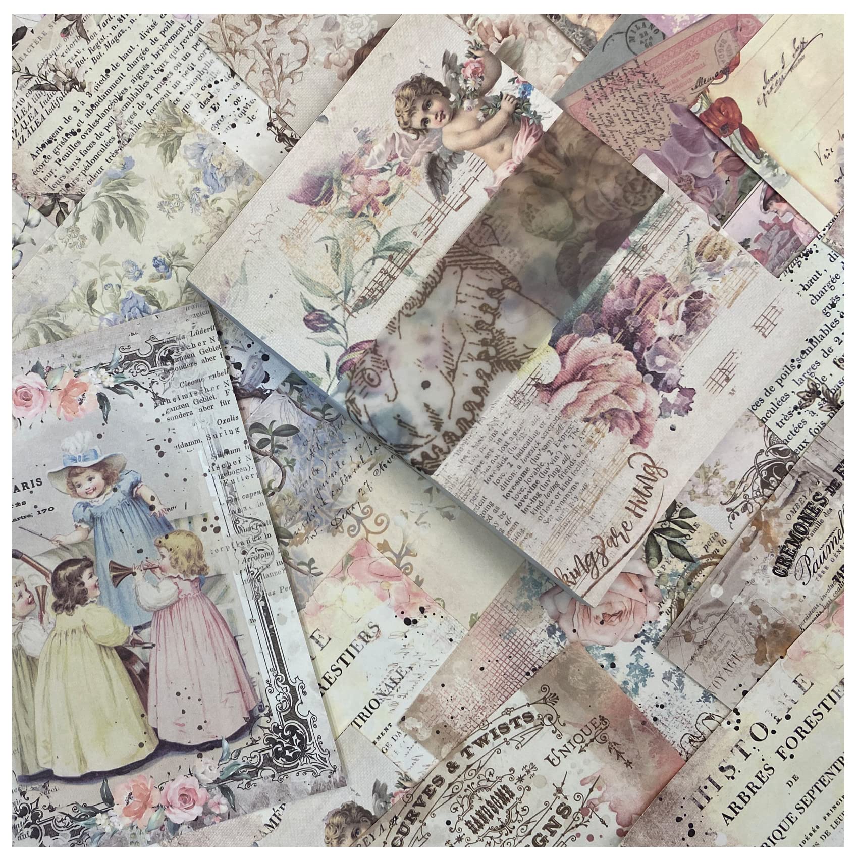【送料無料】コラージュ 素材 デザインペーパー 詰め合わせ Arpaper ペーパー ヴィンテージ 背景紙 紙もの 素材紙 シール ノート レトロ ブック 女の子 かわいい 100枚 大容量 紙素材 コラージュ素材 アンティーク おしゃれ 少女 花（ビクトリア）