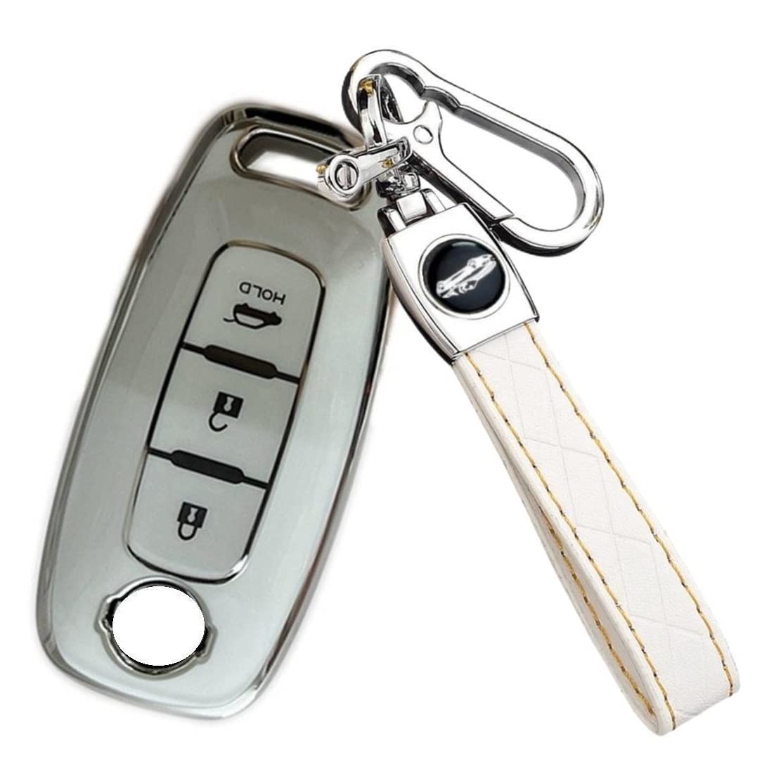 【送料無料】[YANMW] サクラキーケース適合日産アリア キーカバー新型 エクストレイルスマートキーケース TPU(シルバーエッジホワイト)