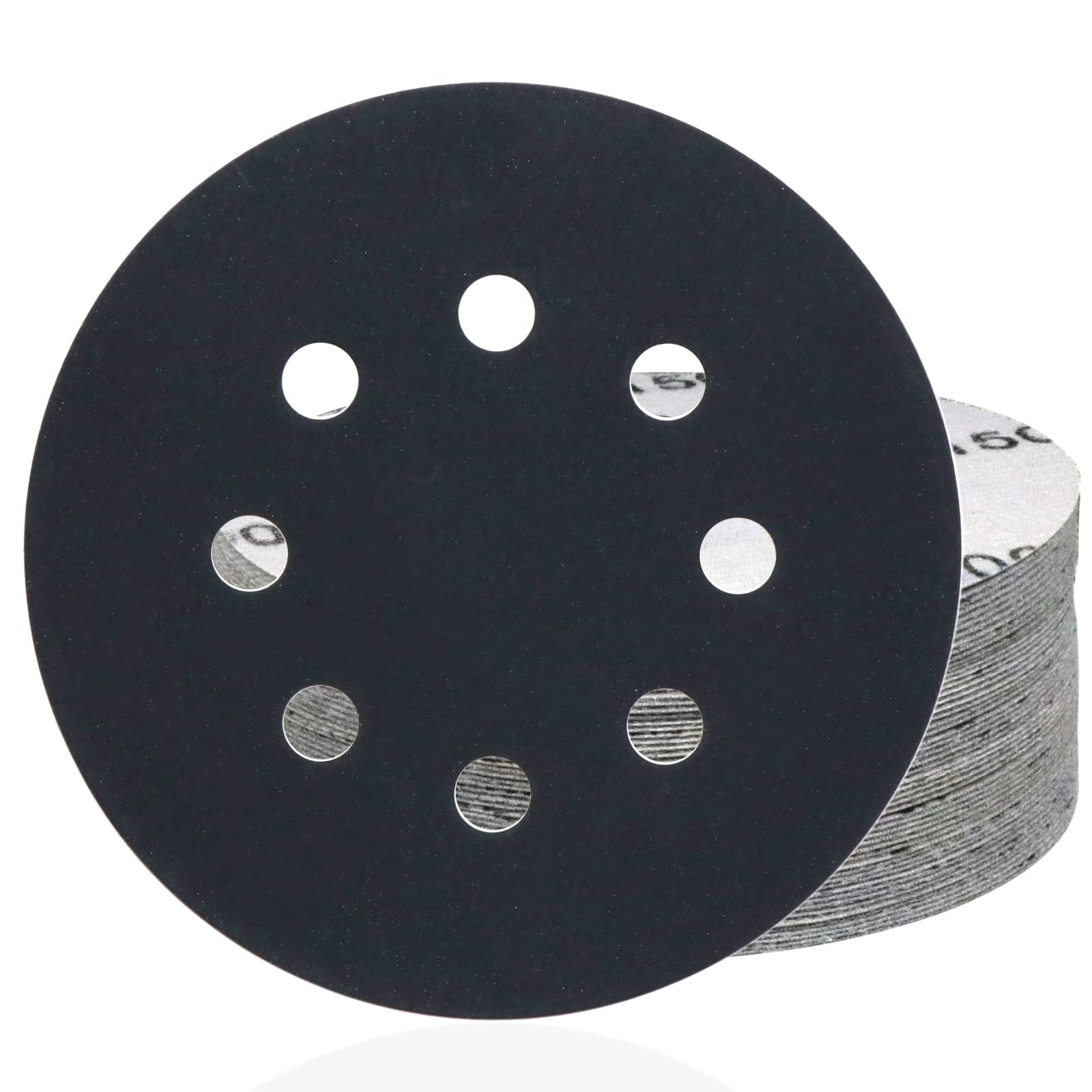【送料無料】HWXINIE サンディングディスク 125mm #1500番 耐水サンドペーパー 8穴 丸型 マジック式 サンディングペーパー 鏡面磨き紙ヤスリ（50枚セット）ヘッドライトの研磨 木工DIY作業に