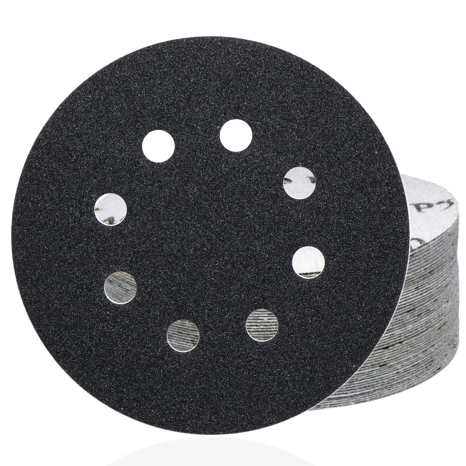 【送料無料】HWXINIE サンディングディスク 125mm #240番 耐水サンドペーパー 8穴 丸型 マジック式 サンディングペーパー 鏡面磨き紙ヤスリ（50枚セット）ヘッドライトの研磨 木工DIY作業に