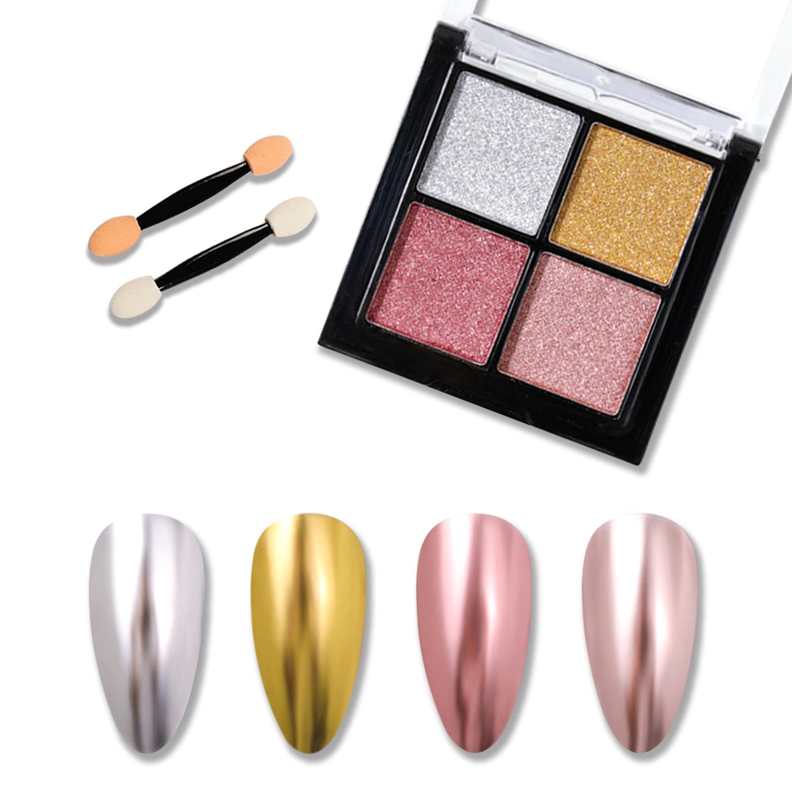 【送料無料】ALLMIRA ミラーネイル パウダー 4色パレット ミラーパウダー オーロラパウダー ジェルネイル セット 固形 ゴールド レジン ネイルパーツ ソリッド 金 ピンク 6色(ミラーパウダー 01)