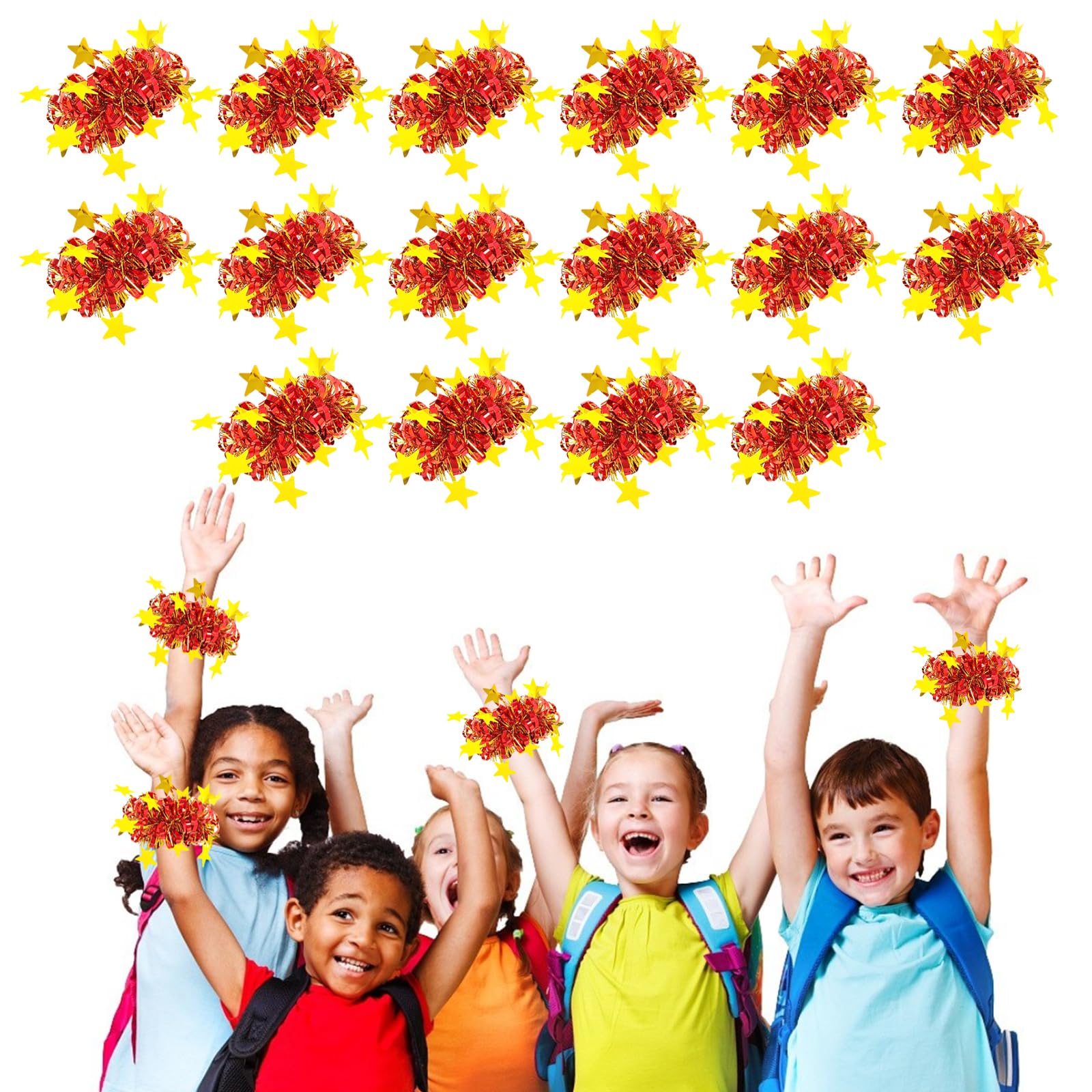 【送料無料】siawadeky ハンドフリーポンポン 16個セット かわいい星 応援 うでわ チアポンポン キラキ..