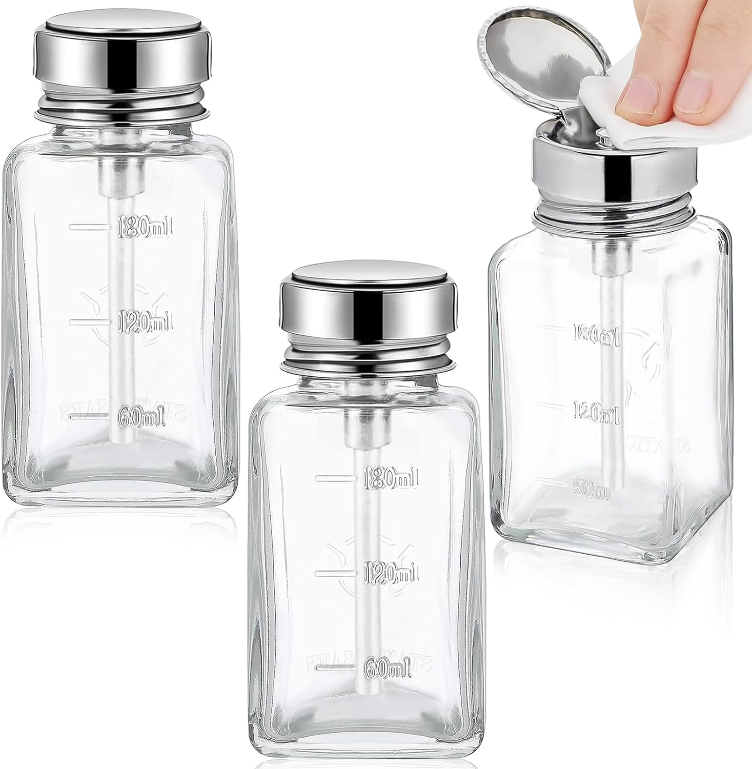 【送料無料】siawadeky ガラス ディスペンサー ポンプ 3個セット アルコール ガラス ポンプ 容器 目盛..