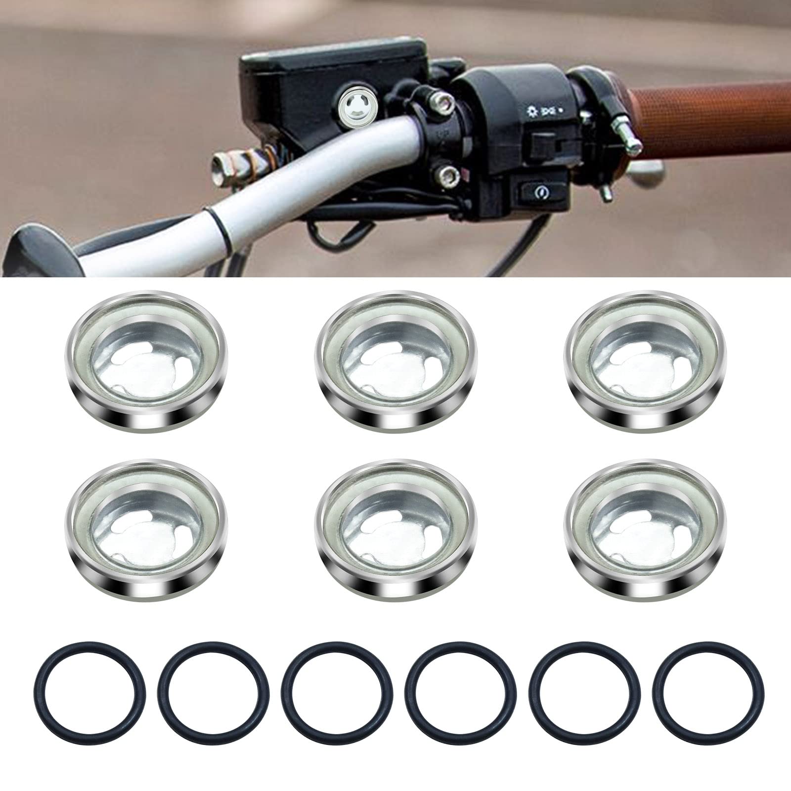 【送料無料】Aoling ブレーキフルード確認窓 6個セット 18mmマスターシリンダー バイク マスターシリン..