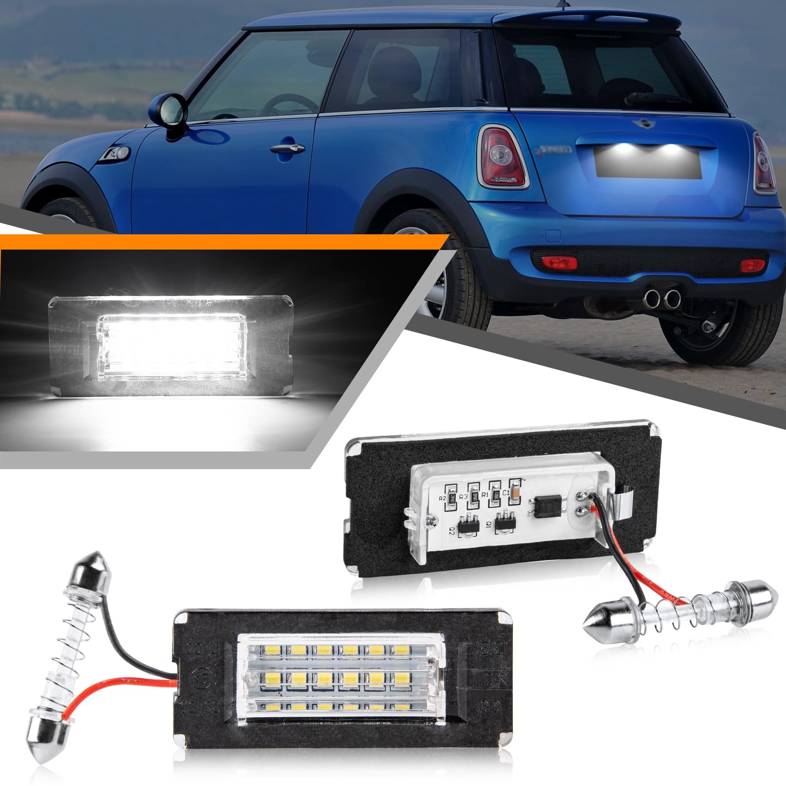 【送料無料】NEIFILES BMW ナンバー灯 LED R56 R57 ライセンスランプ ミニクーパー クーパーS キャンセラー内蔵 BMW MINI ミニ