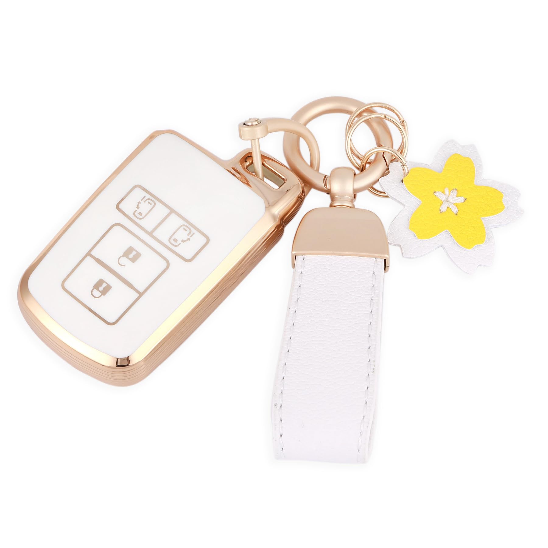 【送料無料】【Nacalikeey】キーケース適合トヨタノア (NOAH) 80系さくらキーホルダー桜はなキーケースヴォクシー (VOXY) 80系/ エスクァイア (Esquire) H26.10スマート可愛のキーケース適合新型ヴェルファイア 30系 アルファード 30系本革キーケース (4ボタン,ホワイト