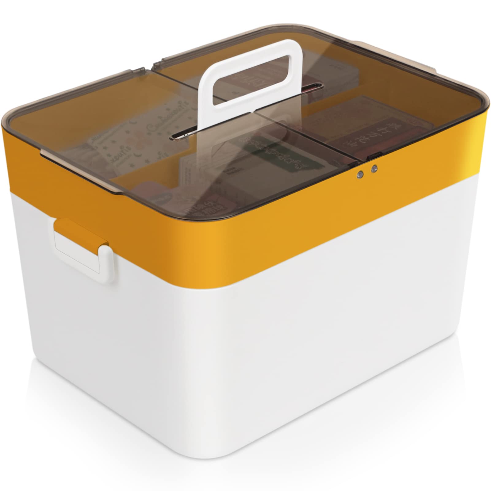 【送料無料】LAMPTOP 救急箱 大容量 おしゃれ 薬箱 2層 収納ボックス 仕切り薬ケース かわ ...