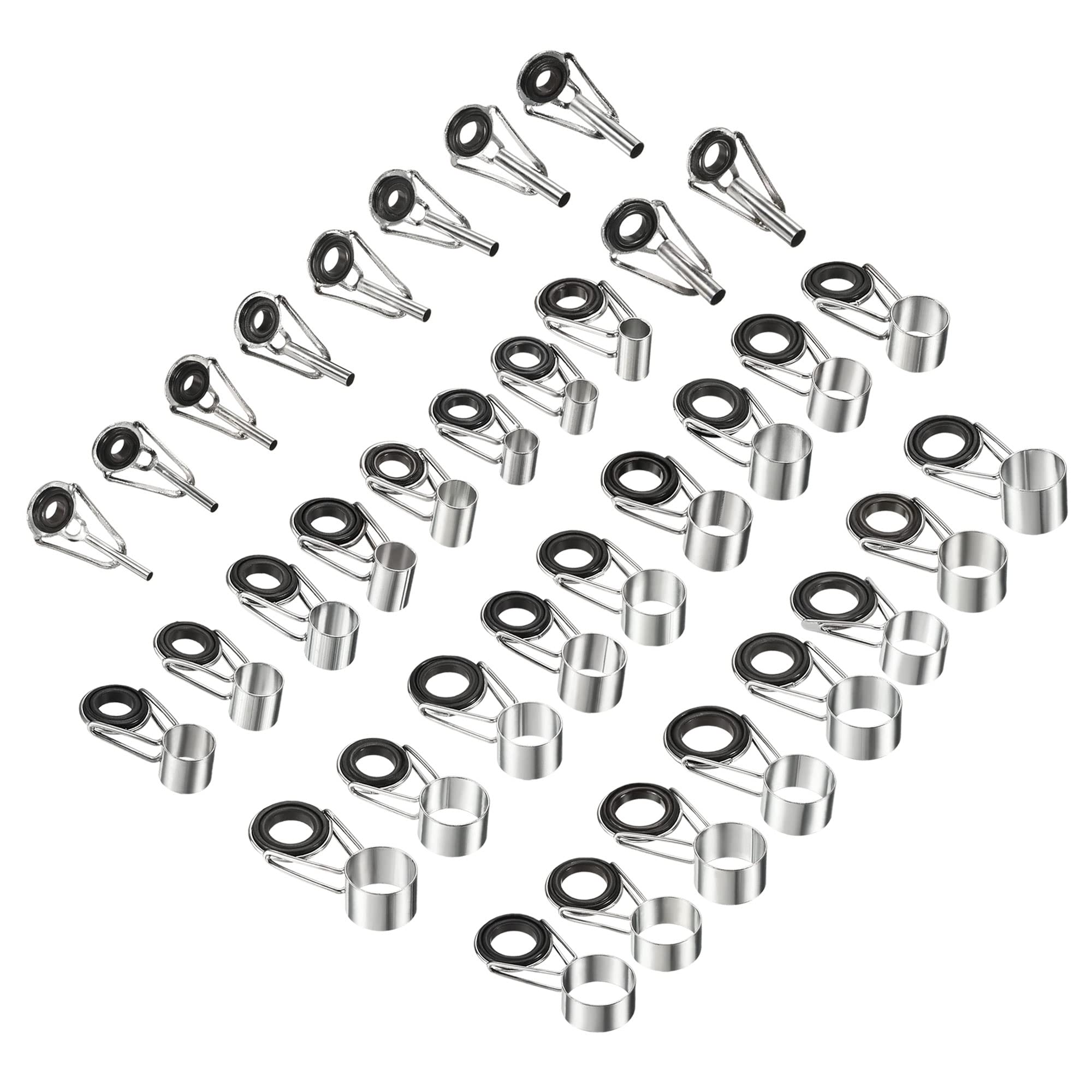 【送料無料】PATIKIL 1.6-3.6 mmチューブ径 釣竿チップ修理キットセット 34個 鉄 リングガイド 海水淡水釣り用