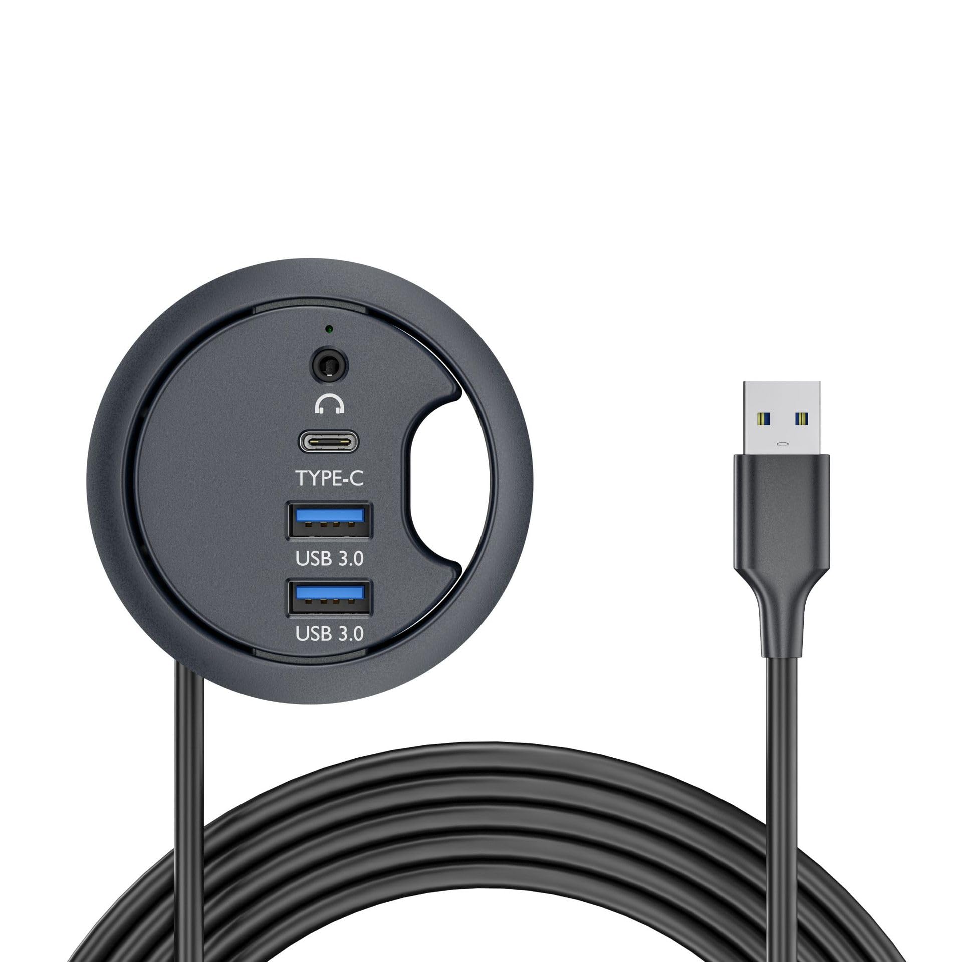 【送料無料】NFHK USB 3.0 ハブ サウンドカード USB-C 2ポート USB 60mm デスクグロメット スプリッタ..