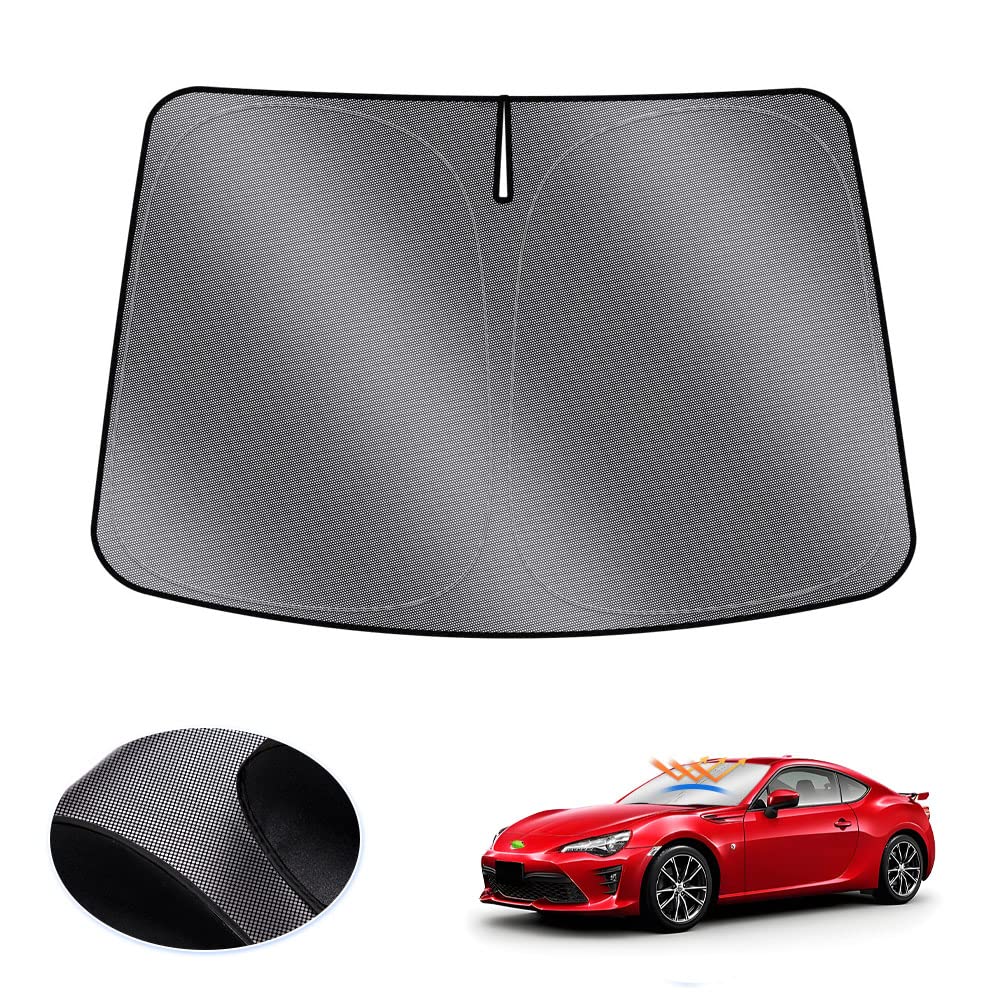 【送料無料】LIMSTYLE トヨタ 86 スバル BRZ フロントガラス用 サンシェード 86 ビーアールゼット 初代 マルチサンシェード ZN6 ZC6 遮光 断熱 シェード カーテン 日除け UVカット 車中泊 しなやか スポーティ タイプ ドット柄 収納袋付 アクセサリー 内装パーツ 車種専