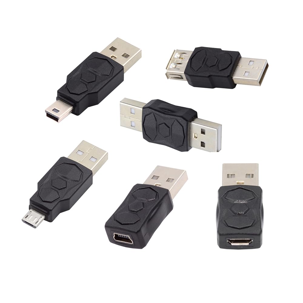 【送料無料】NFHK 6個/ロット Type-A Micro USB 2.0 Mini USB 5ピン オス-メス 延長データ電源アダプター