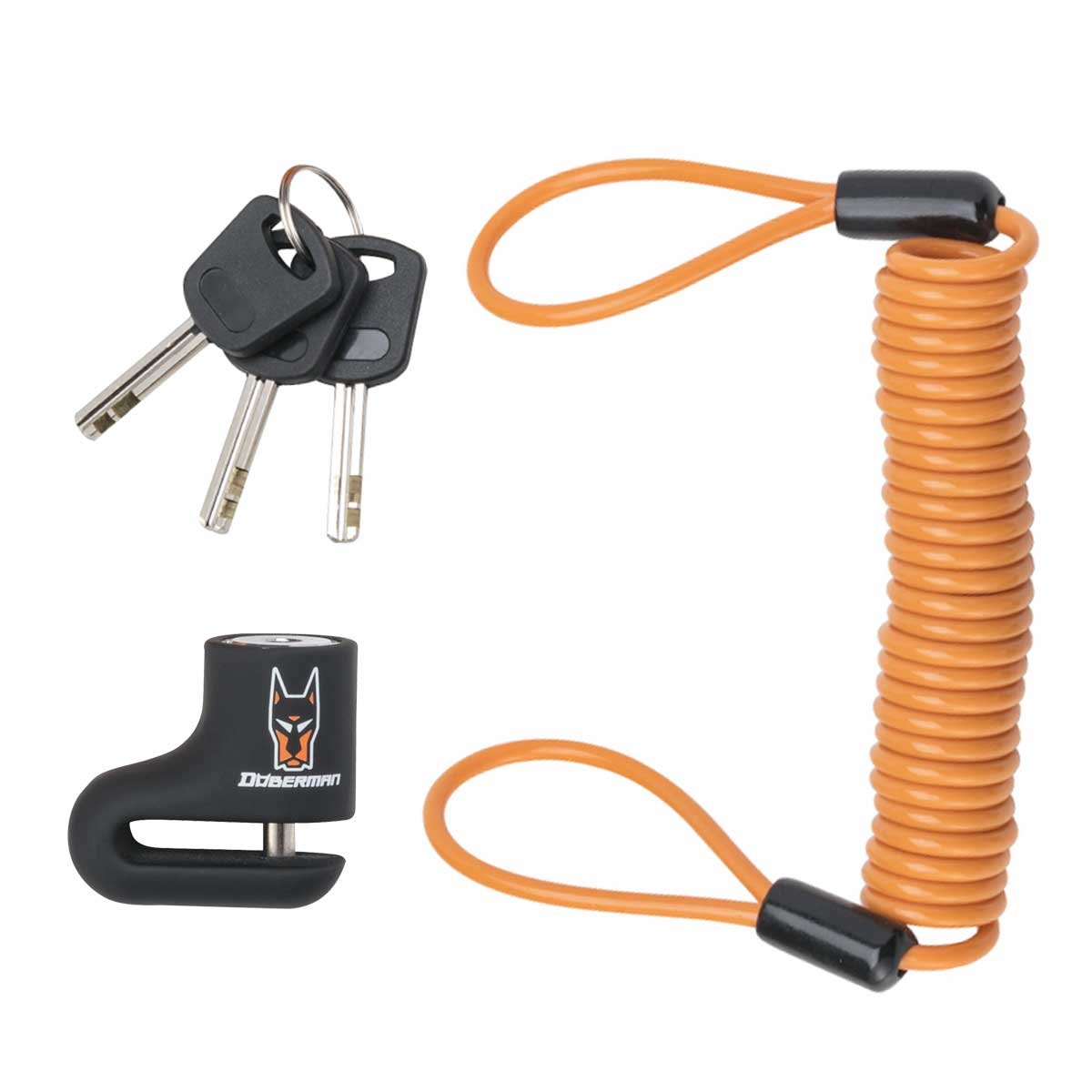 【送料無料】ドーベルマン(DOBERMAN) ディスクロック (外し忘れ防止スパイラルワイヤーつき) Sサイズ D..