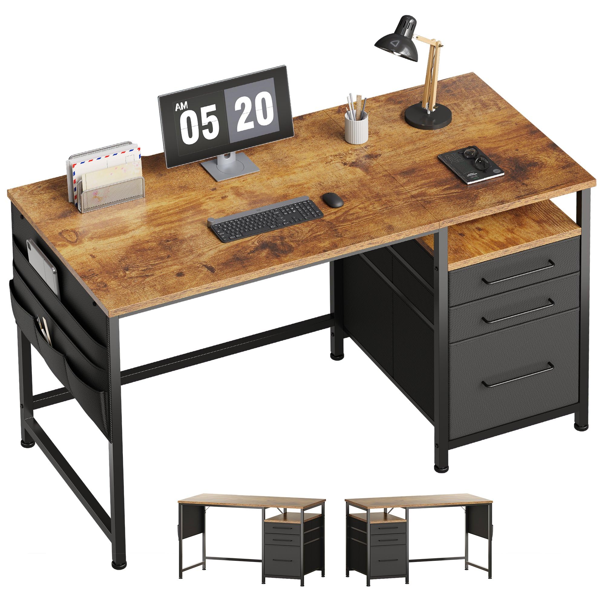 【送料無料】Maihail パソコンデスク引き出し付き 学習机 pcデスク 幅120cm×奥行50c ...