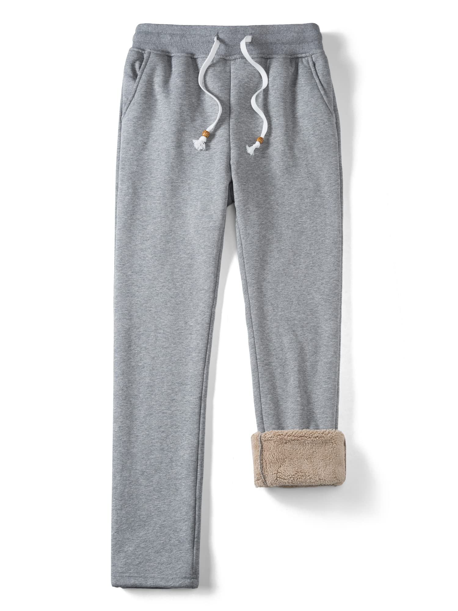 【送料無料】[KEFITEVD] 裏起毛パンツ レディース 冬 厚手 あったかズボン ゆったり 防寒 防風 ジャージパンツ 撥水 ロングパンツ アウトドア スキーウェア キャンプ ライトグレー XL