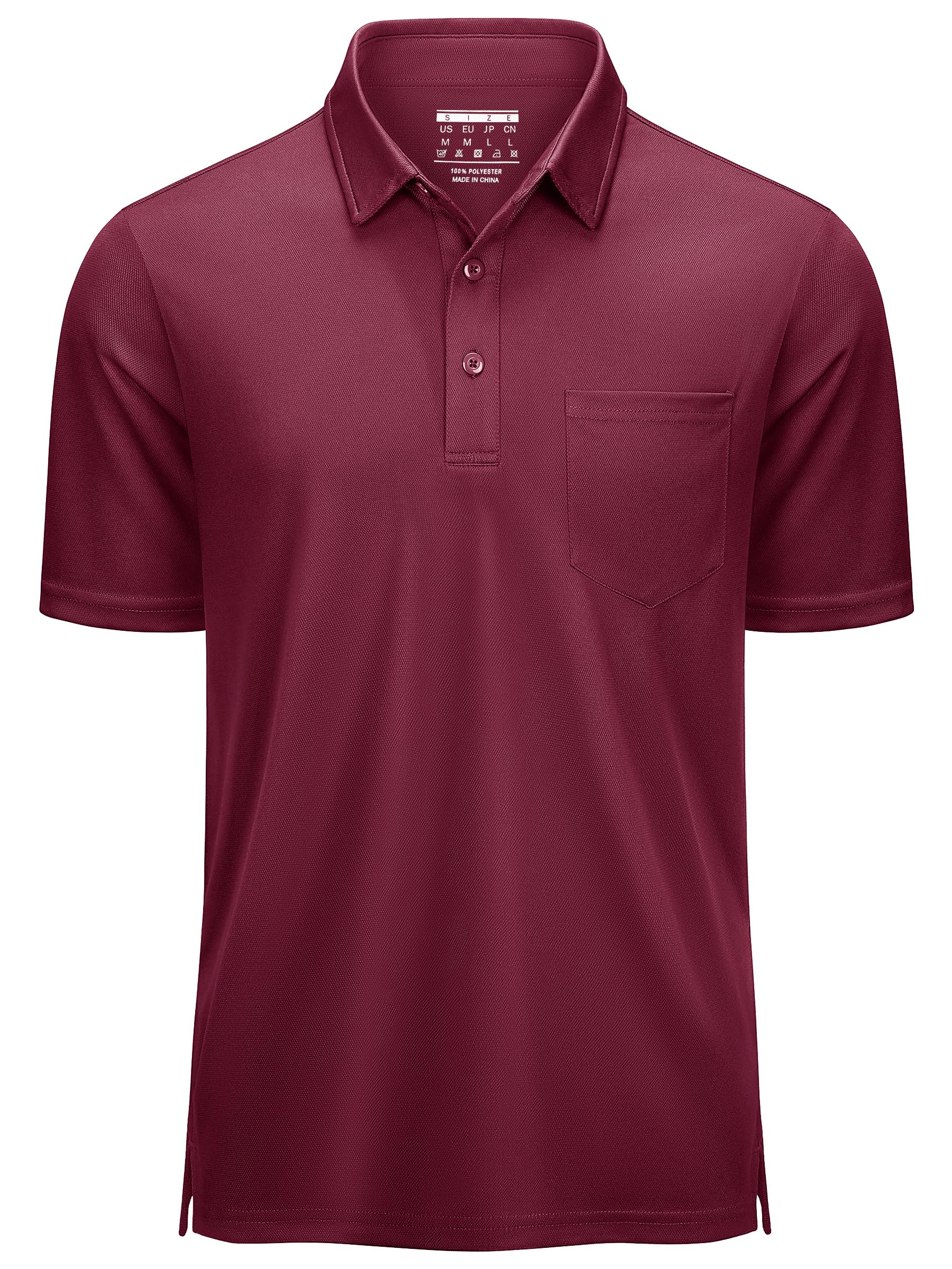 【送料無料】[KEFITEVD] ポロシャツ メンズ 半袖 ゴルフ ポケット付きシャツ 速乾 スポーツtシャツ ミリタリー 登山 ポロ ポケット付 トレーニングウェア レッド 3XL